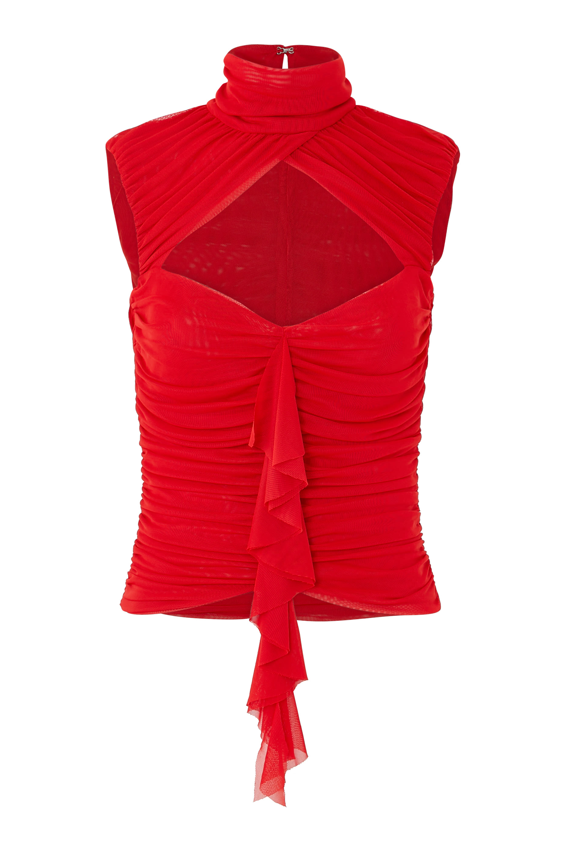 بلوزة بياقة عالية وكشكش