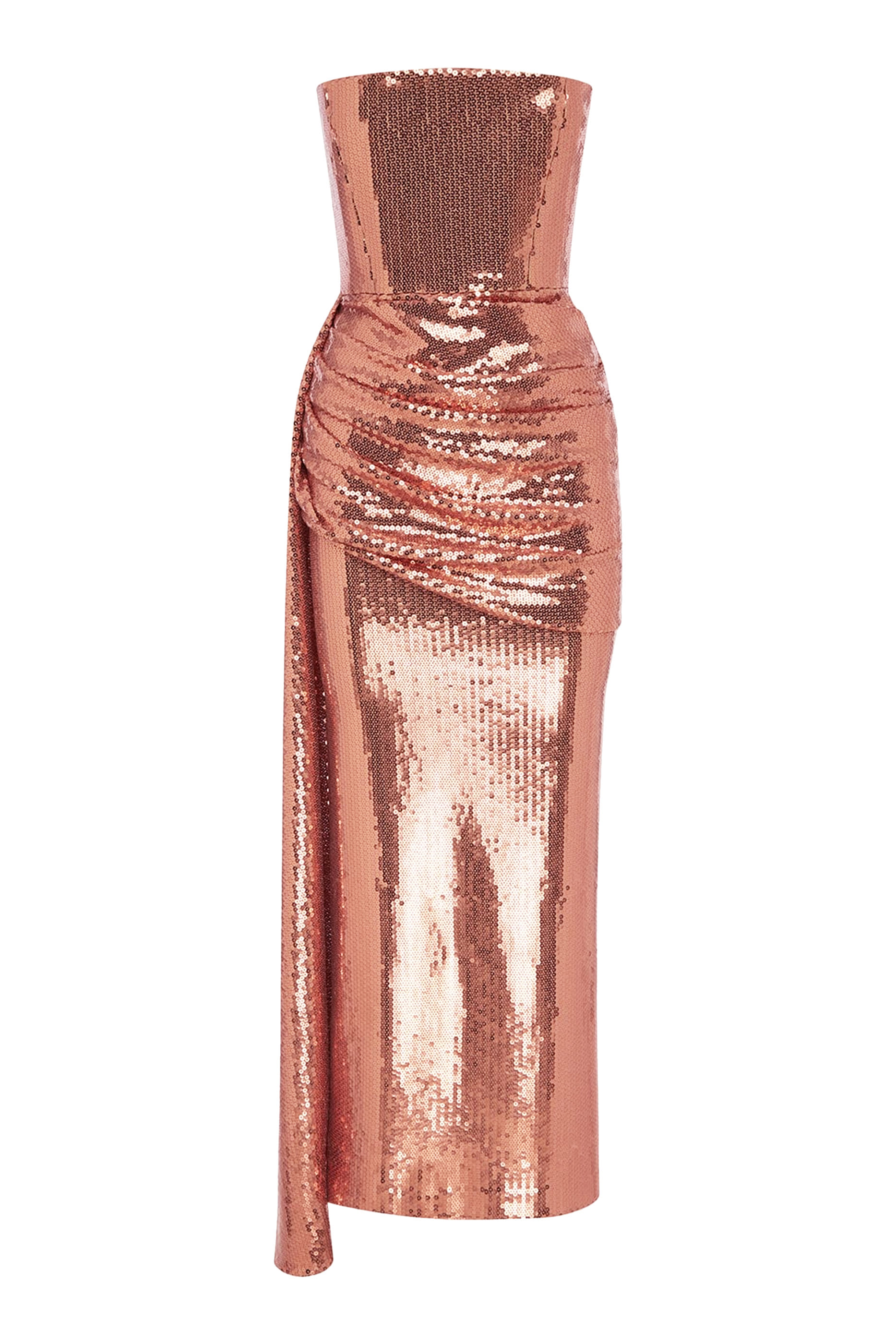 Strapless Drape Sequin Dress