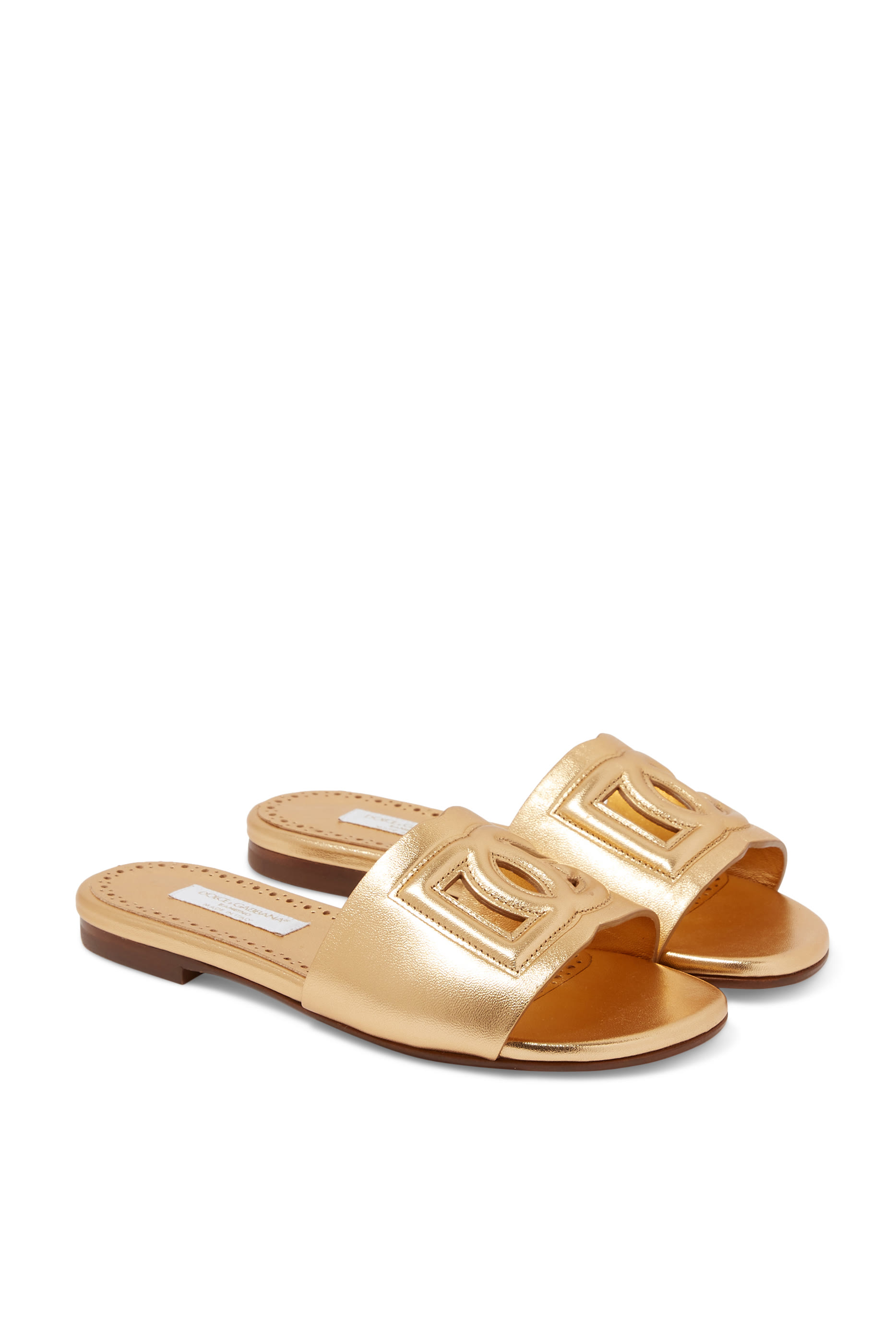 حذاء مفتوح بشعار حرفي الماركة جلد نابا للأطفال