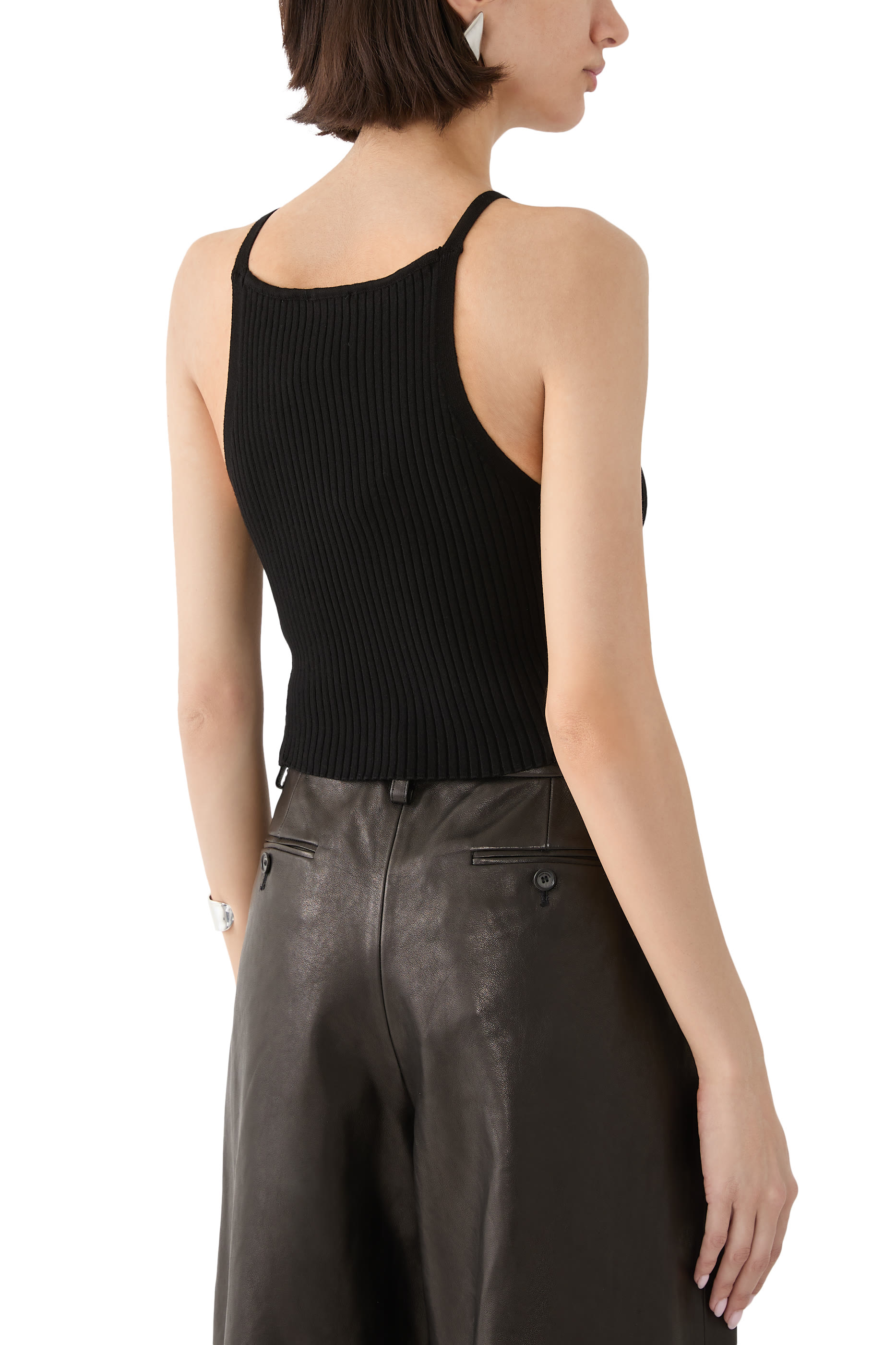 بلوزة منسوجة بوينتي بتصميم مضلع وشعار الماركة