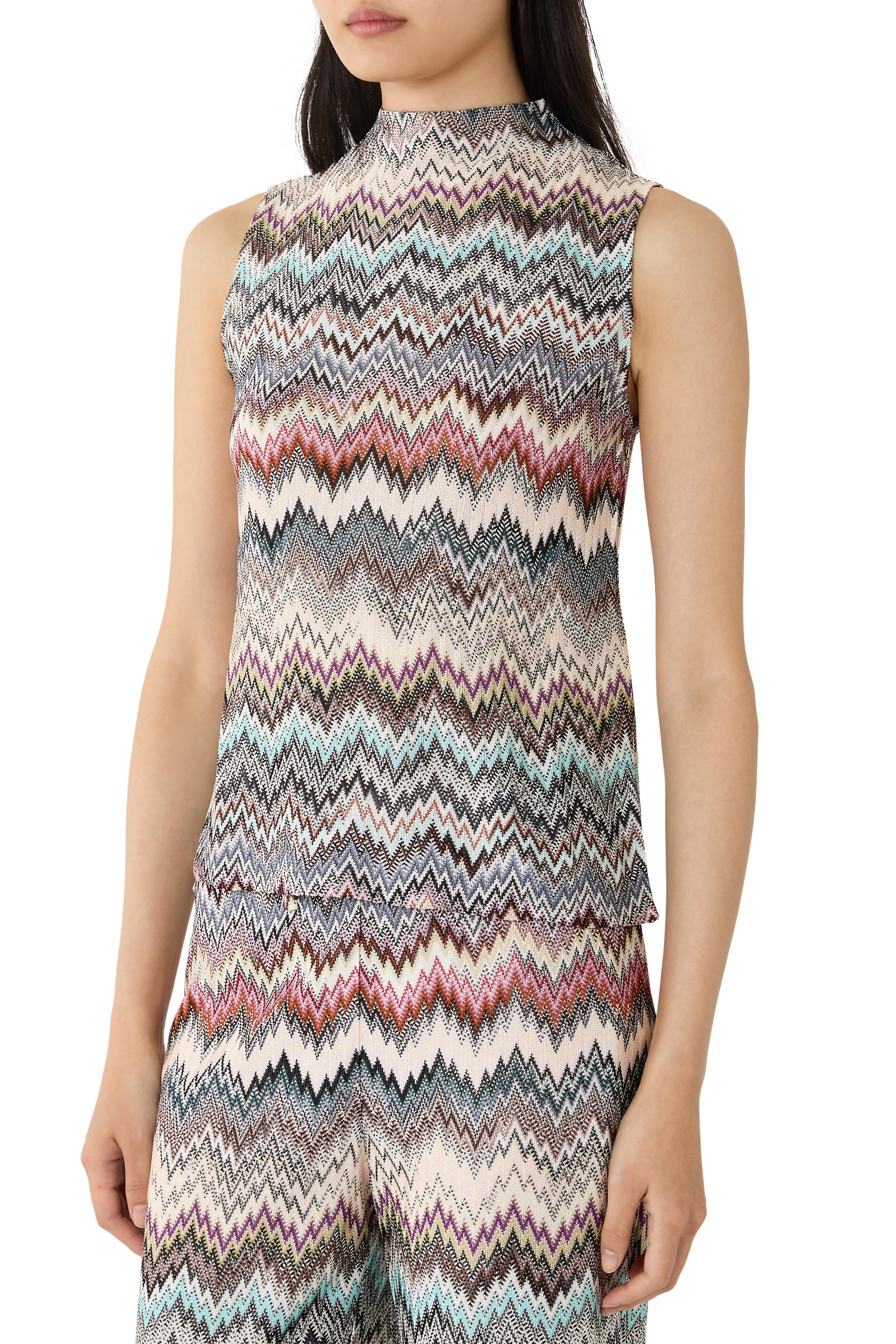  بلوزة بياقة عالية بنقشة جلد الأفعى