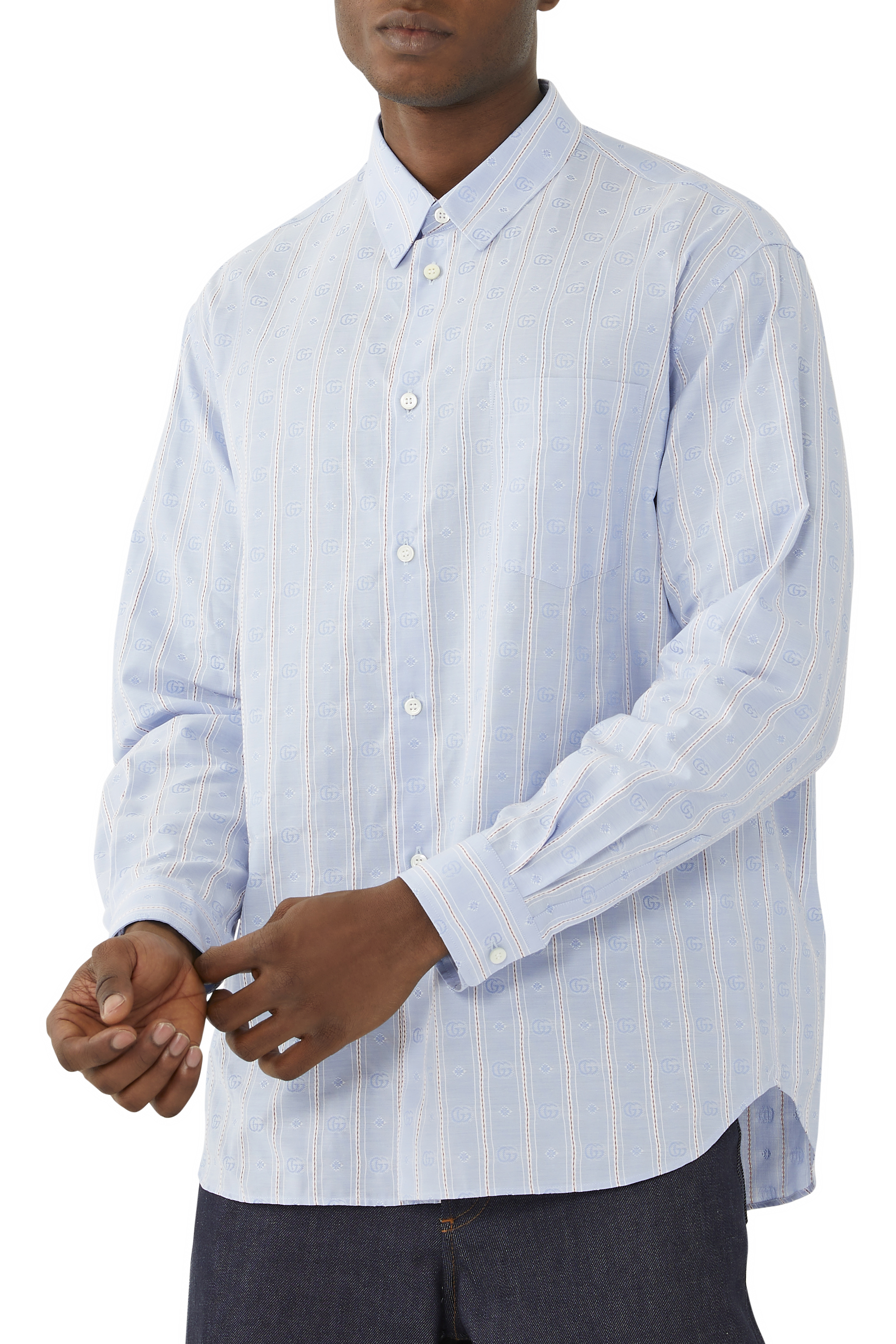 قميص مخطط بحرفي شعار الماركة