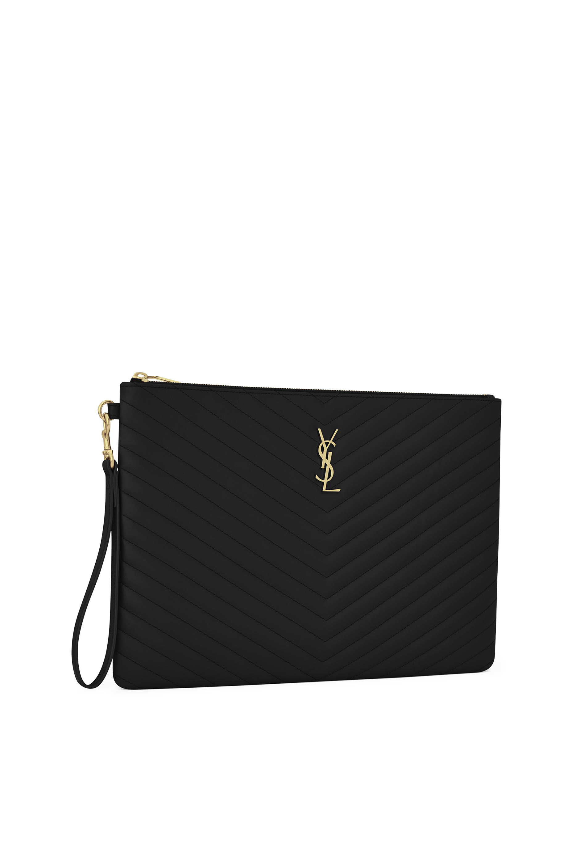 حافظة مستندات بحياكة مبطنة وشعار الماركة جلد