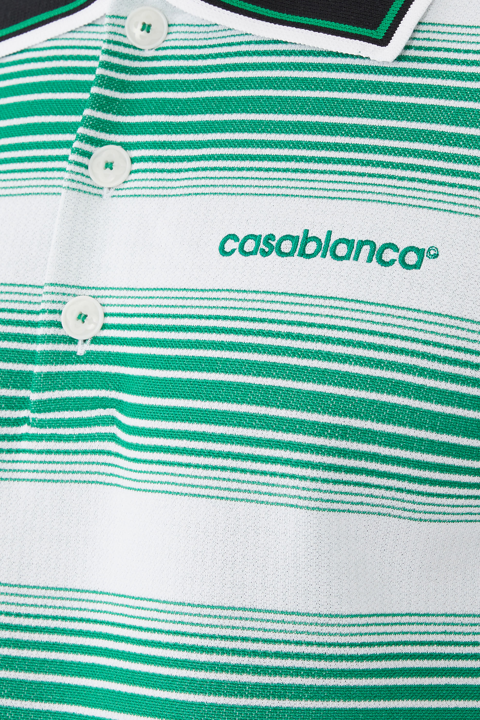 قميص بولو بنقشة مخططة قطن بنسيج متشابك