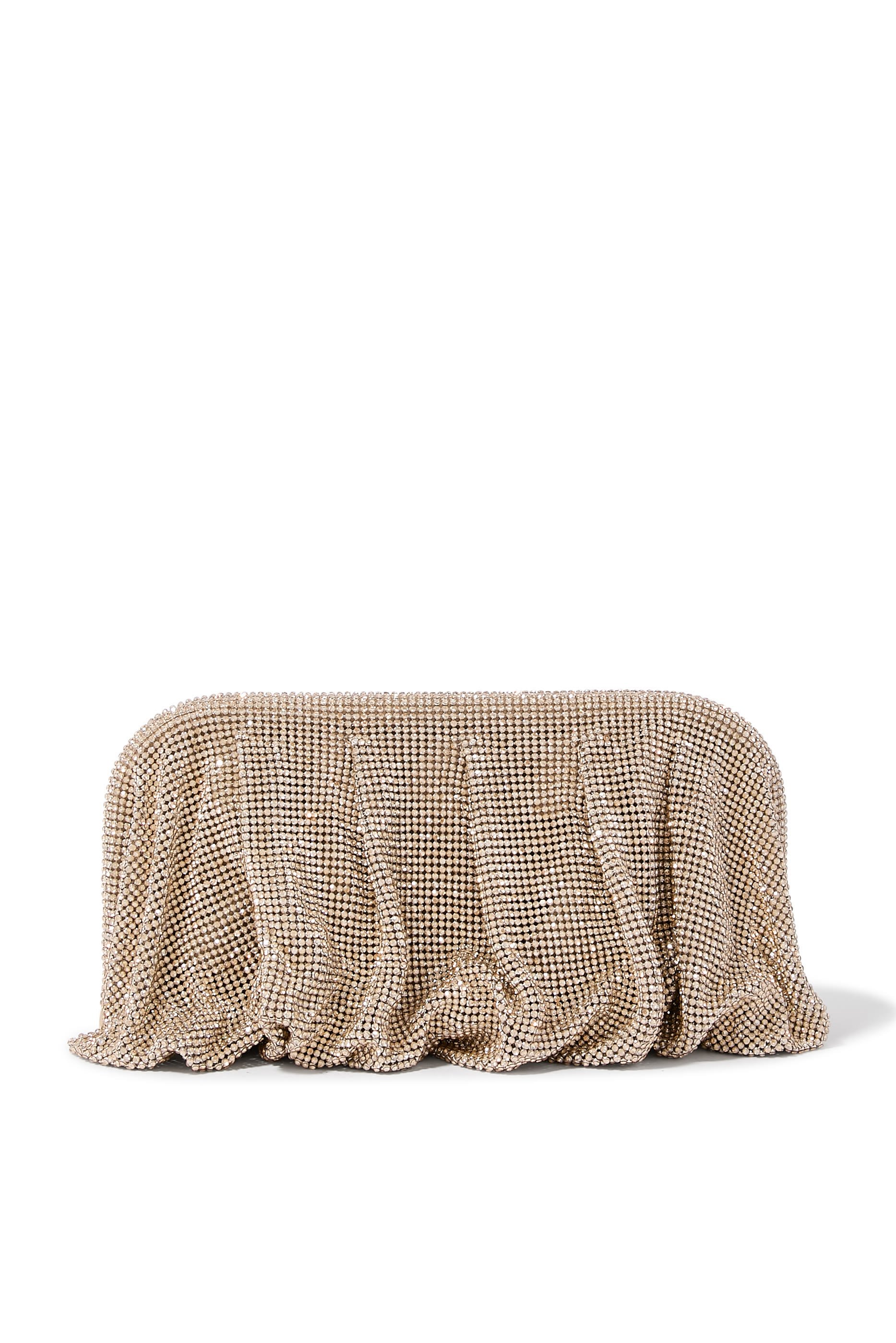 حقيبة كلاتش فينوس لا غروند قماش شبكي مرصعة بأحجار الراين وكريستال