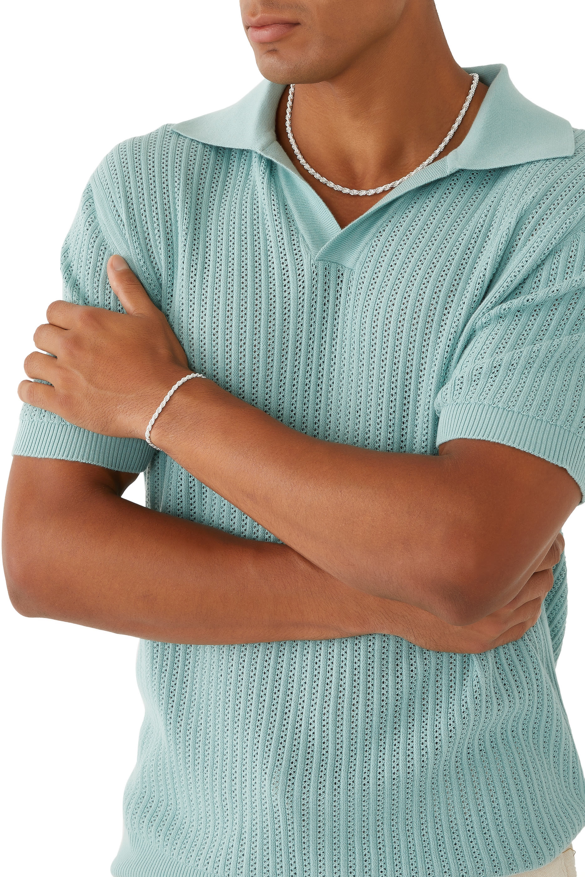 سوار بتصميم سلسلة بشكل حبل فضة إسترلينية