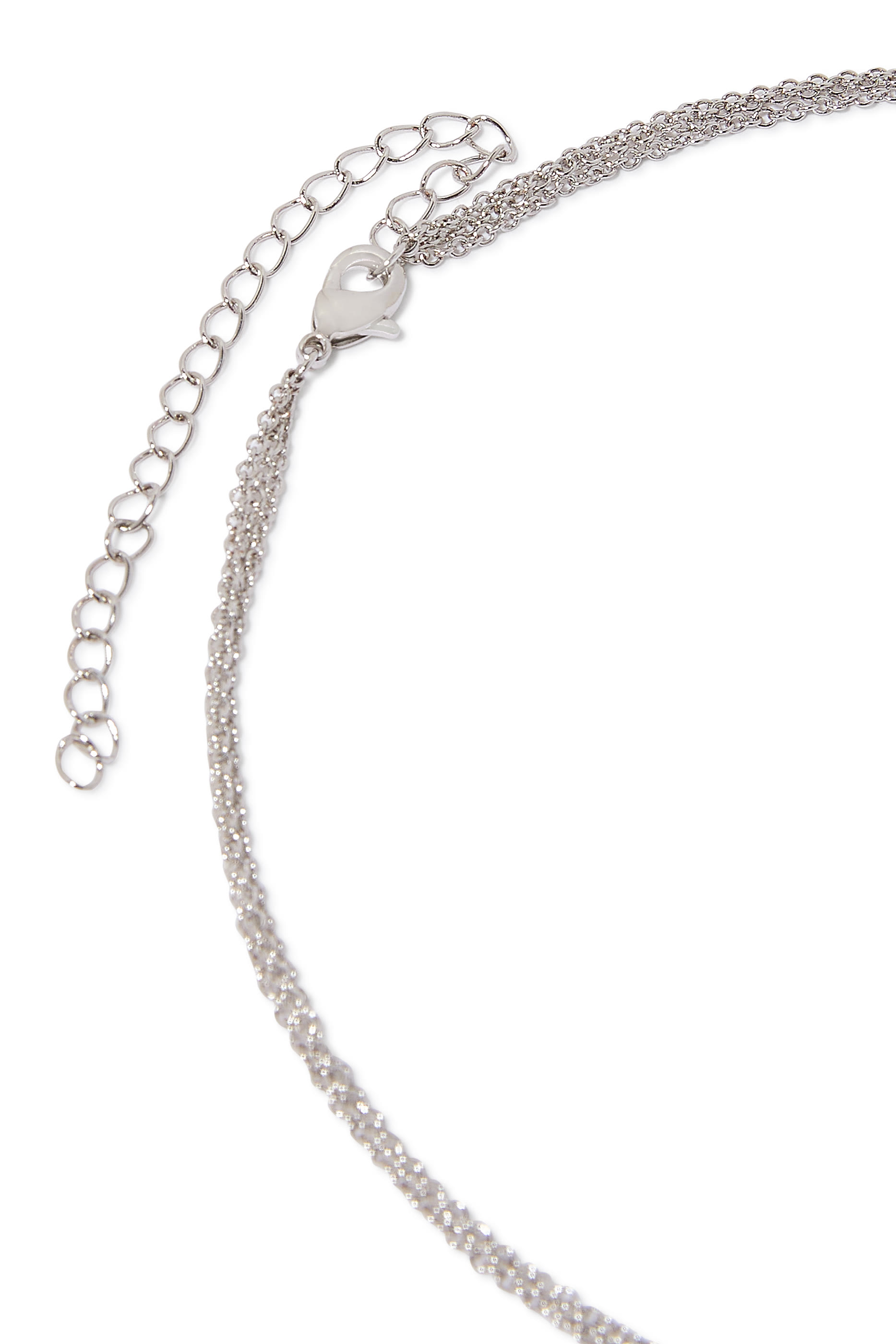 قلادة بدلاية بتصميم ثلاث طبقات مرصعة بأحجار زركونيا مكعبة، نحاس مطلي بالروديوم