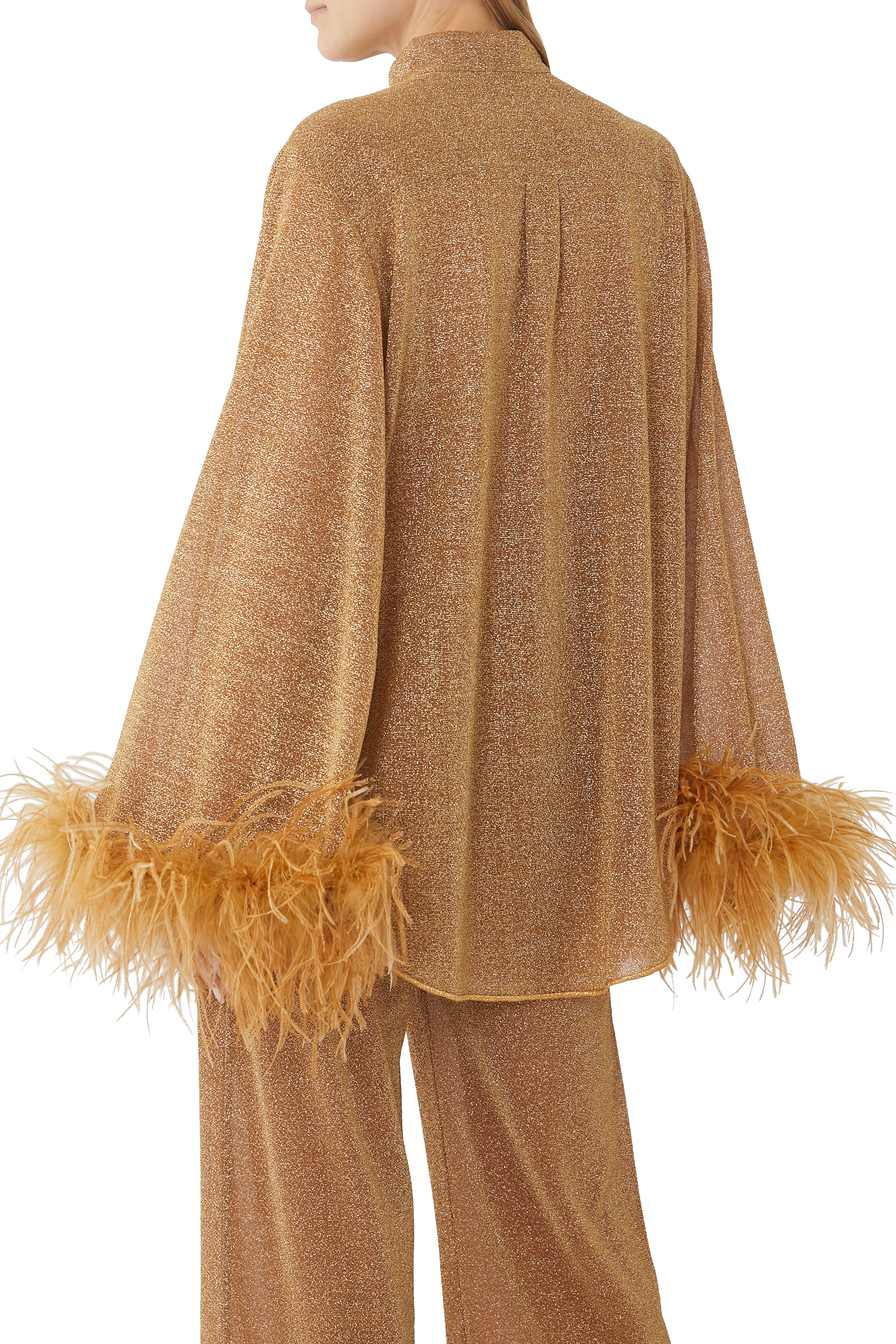 قميص لوميير بحواف مزينة بالريش