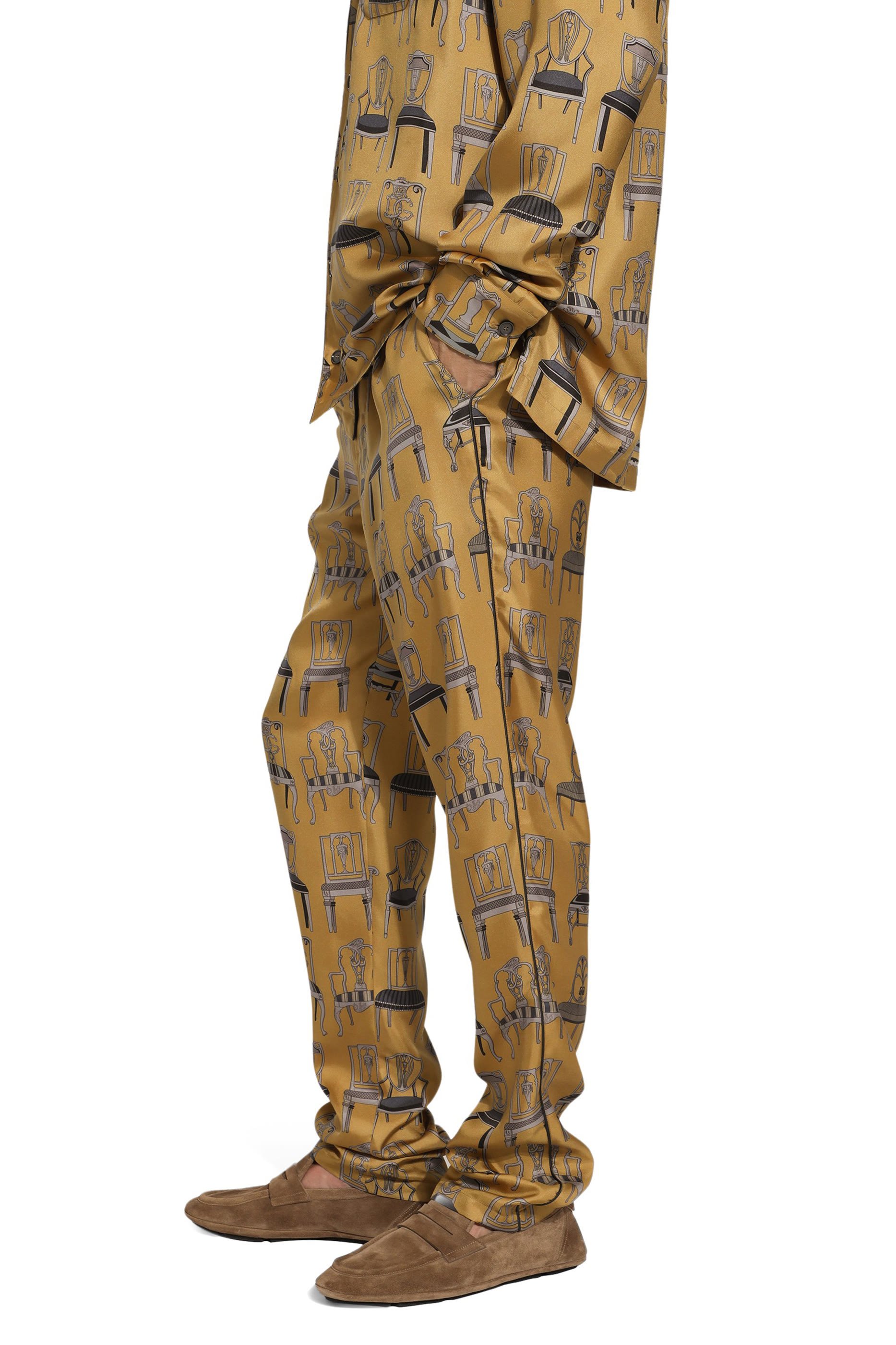 بنطال رياضي حرير تويل بنقشة