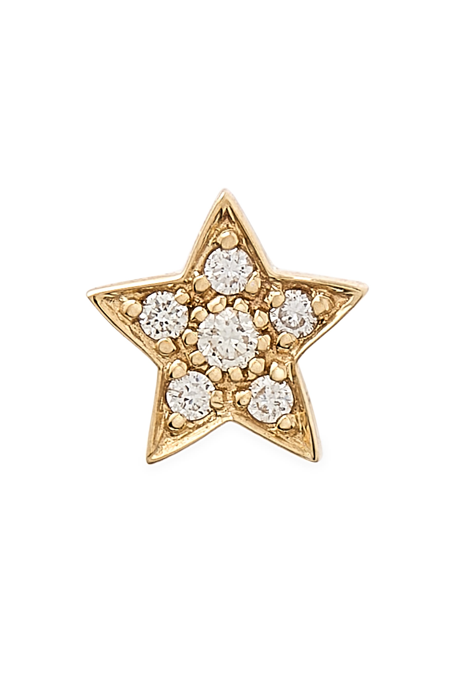 Star Stud Earrings, 14k Yellow Gold & Diamonds