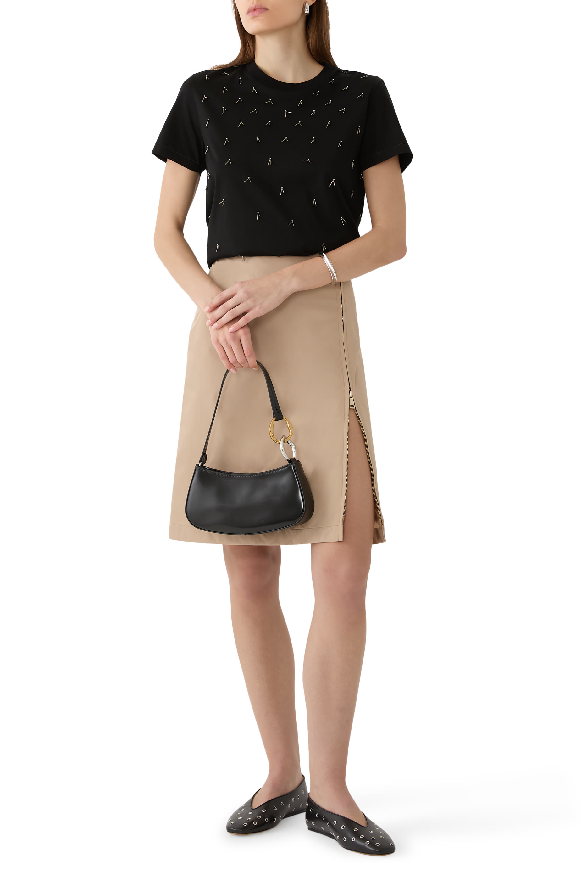 تيشيرت مطرز بالخرز قطن