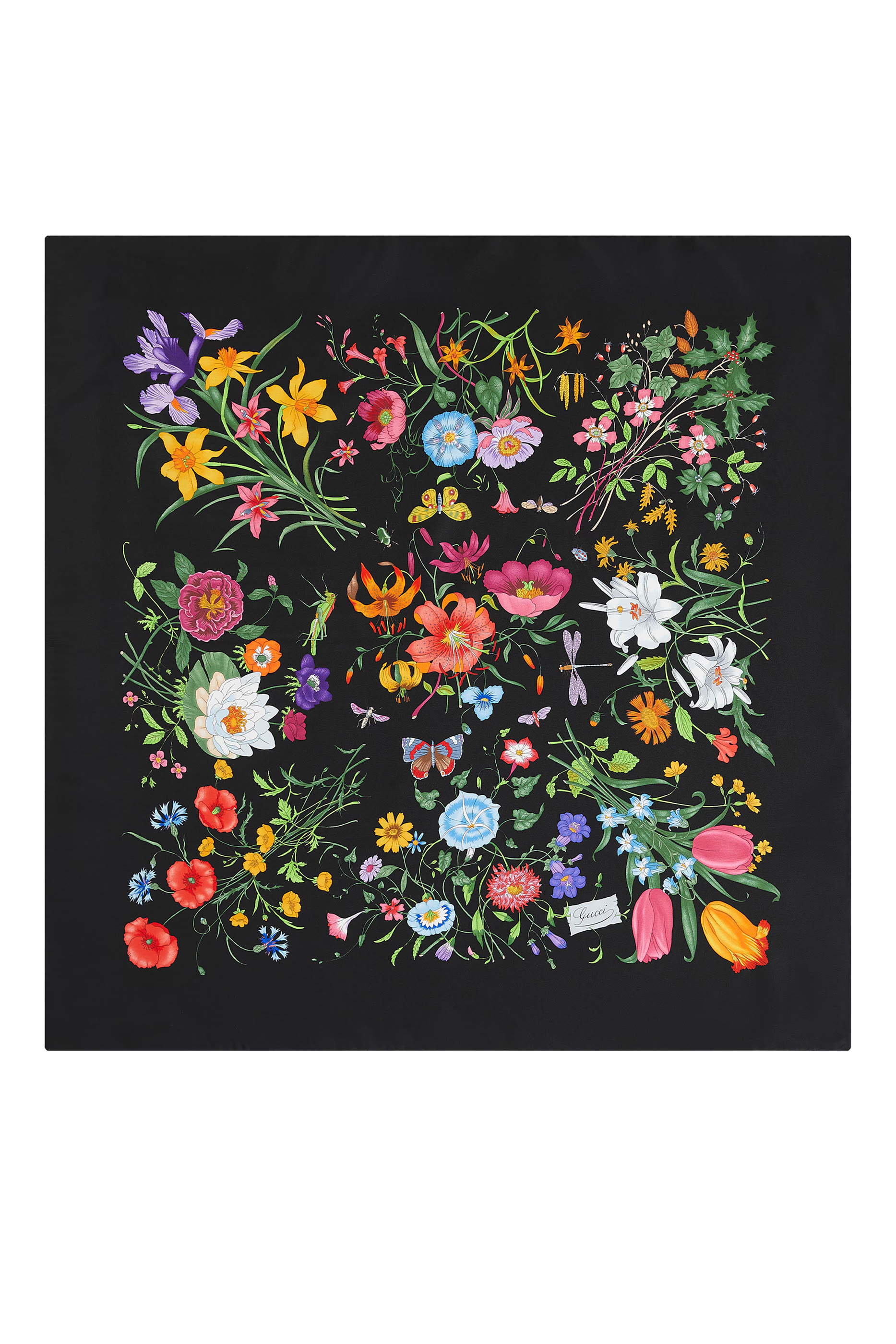 وشاح مربع حرير تويل بنقشة