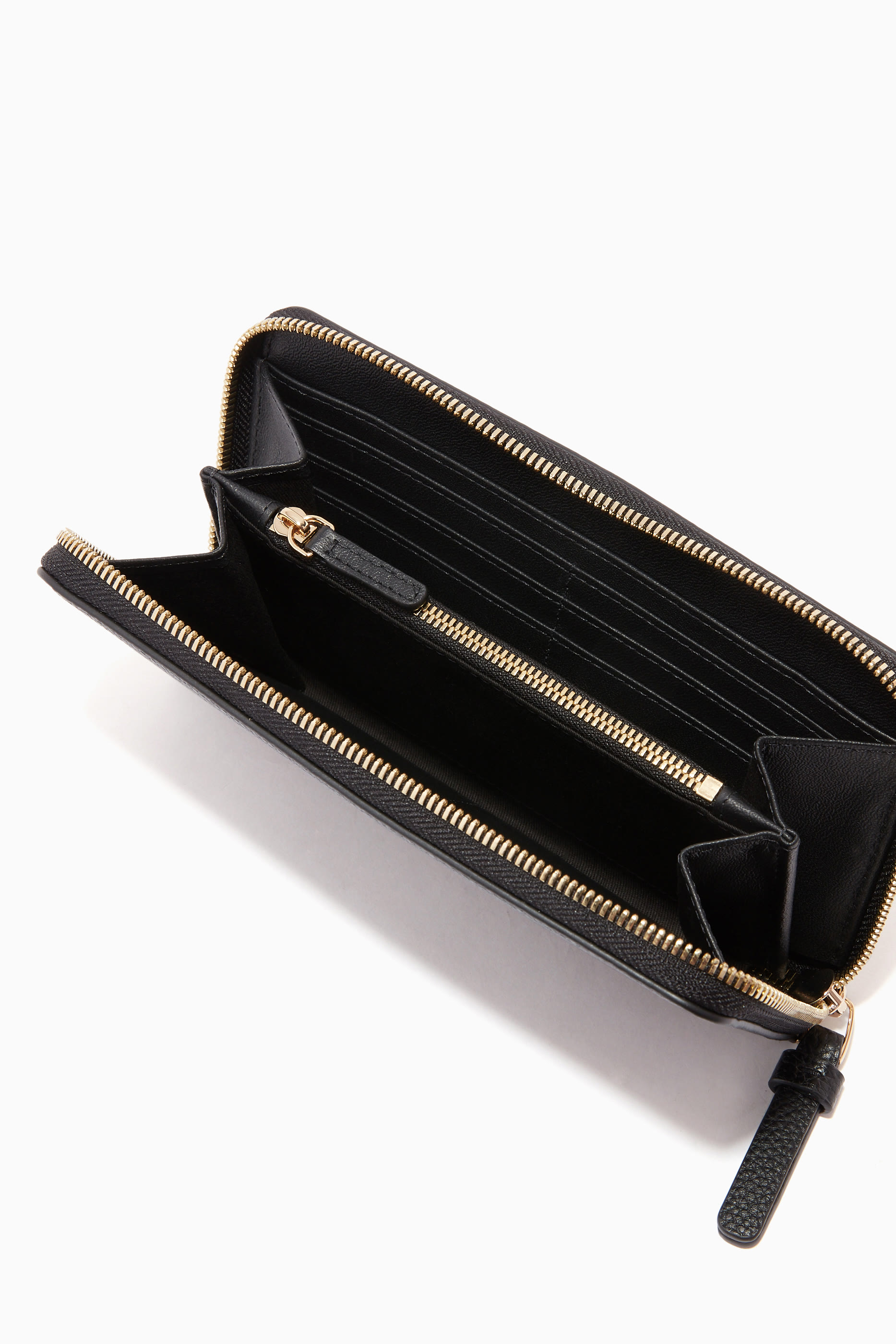 محفظة جلد بارز بسحّاب محيط