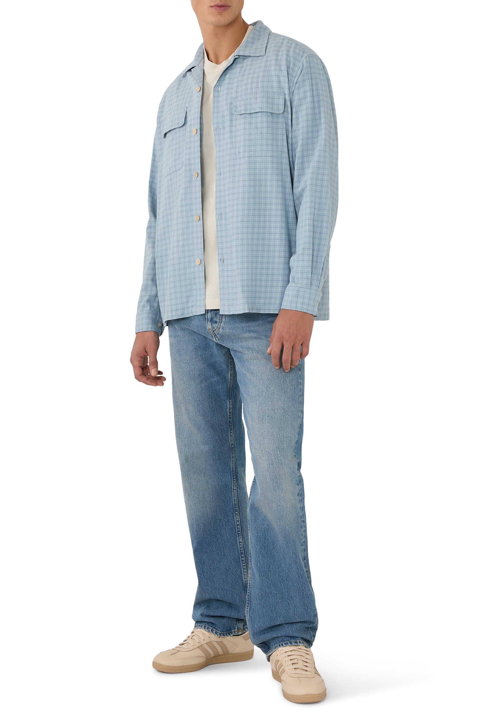 قميص بنقشة مربعات بجيب