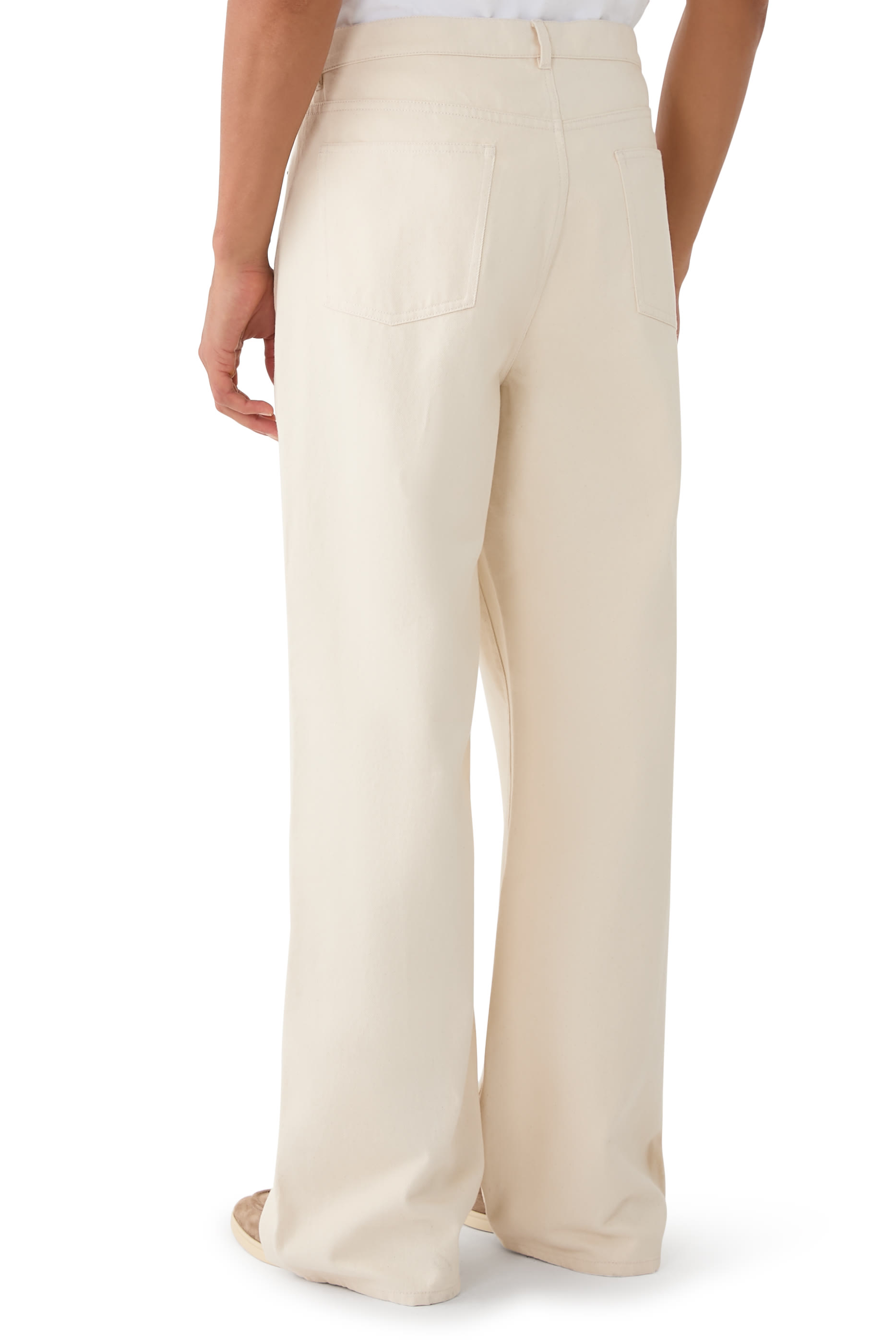 بنطال جينز أردي بقصة ساق واسعة