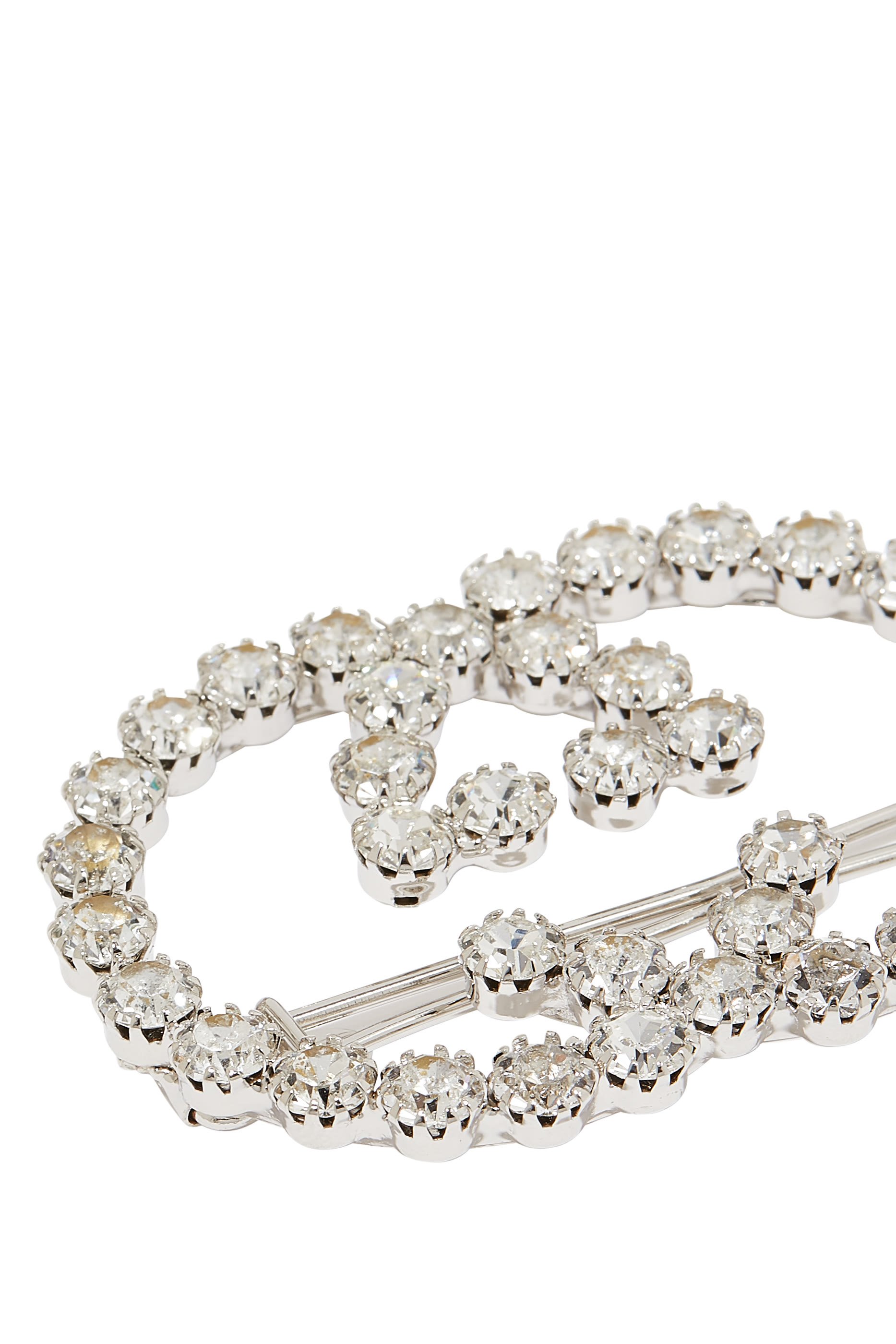 مشبك شعر بحرفي GG متداخلين مرصع بالكريستال