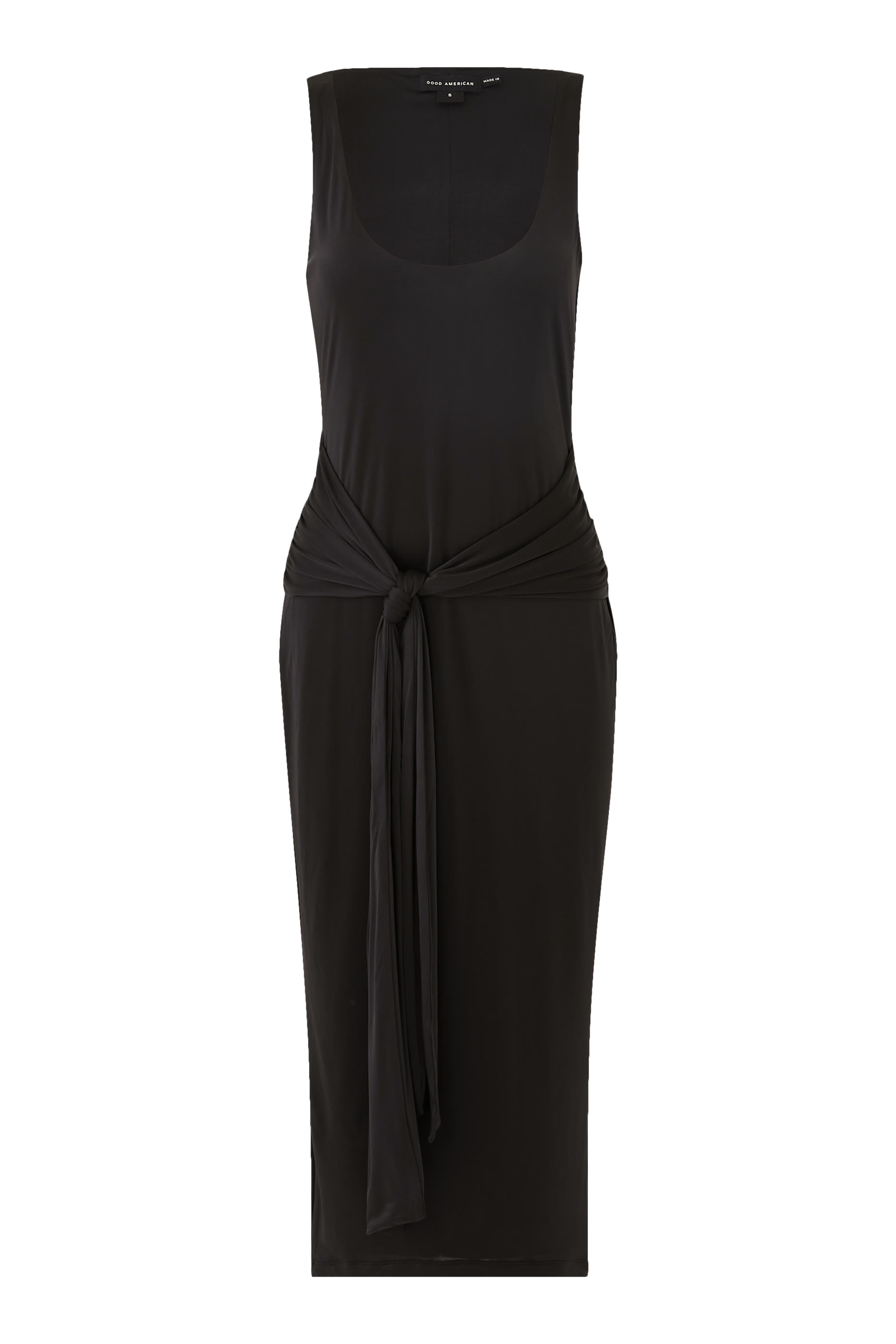 فستان متوسط الطول بكشكش جيرسيه ناعم