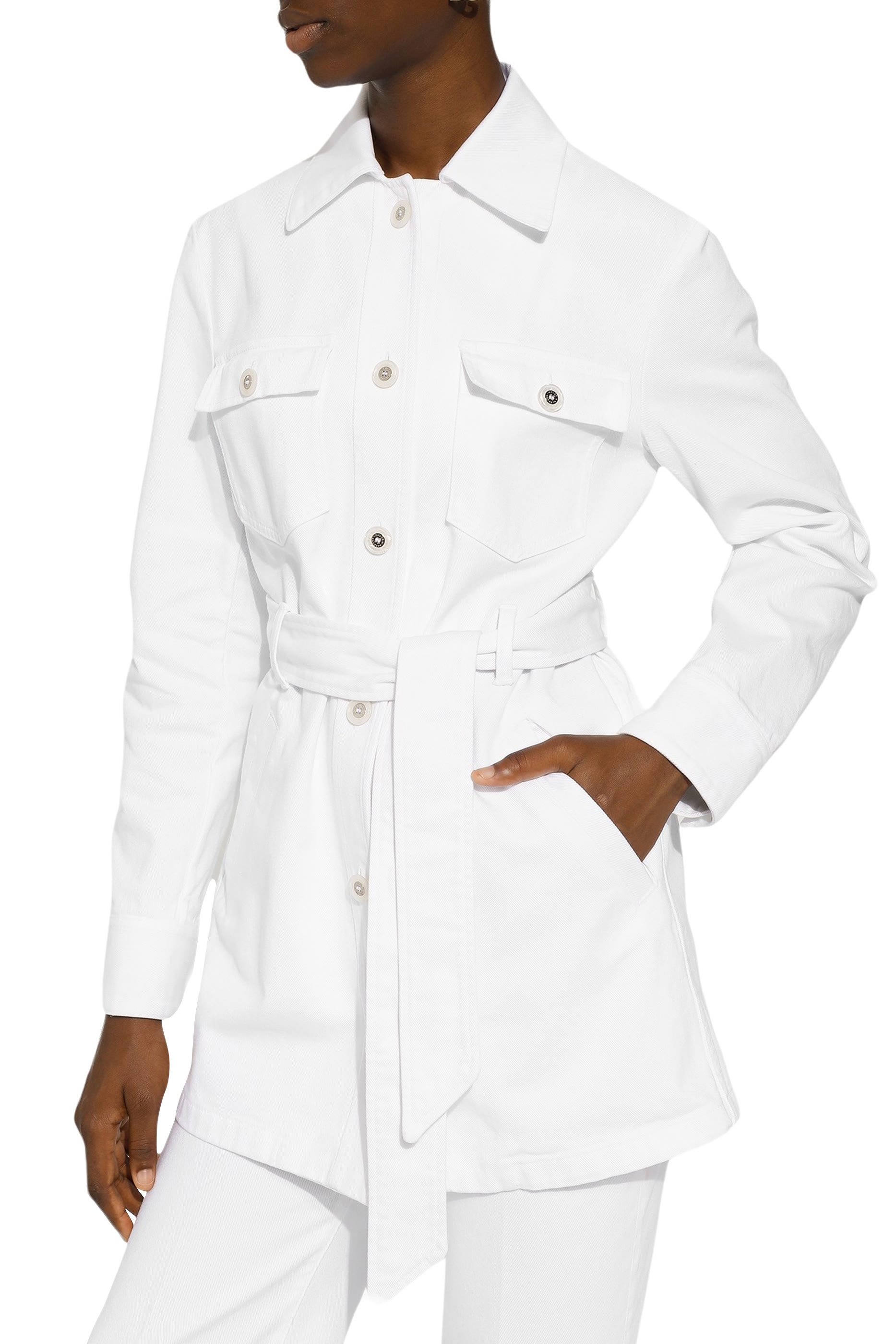 جاكيت طويل بحزام دنيم