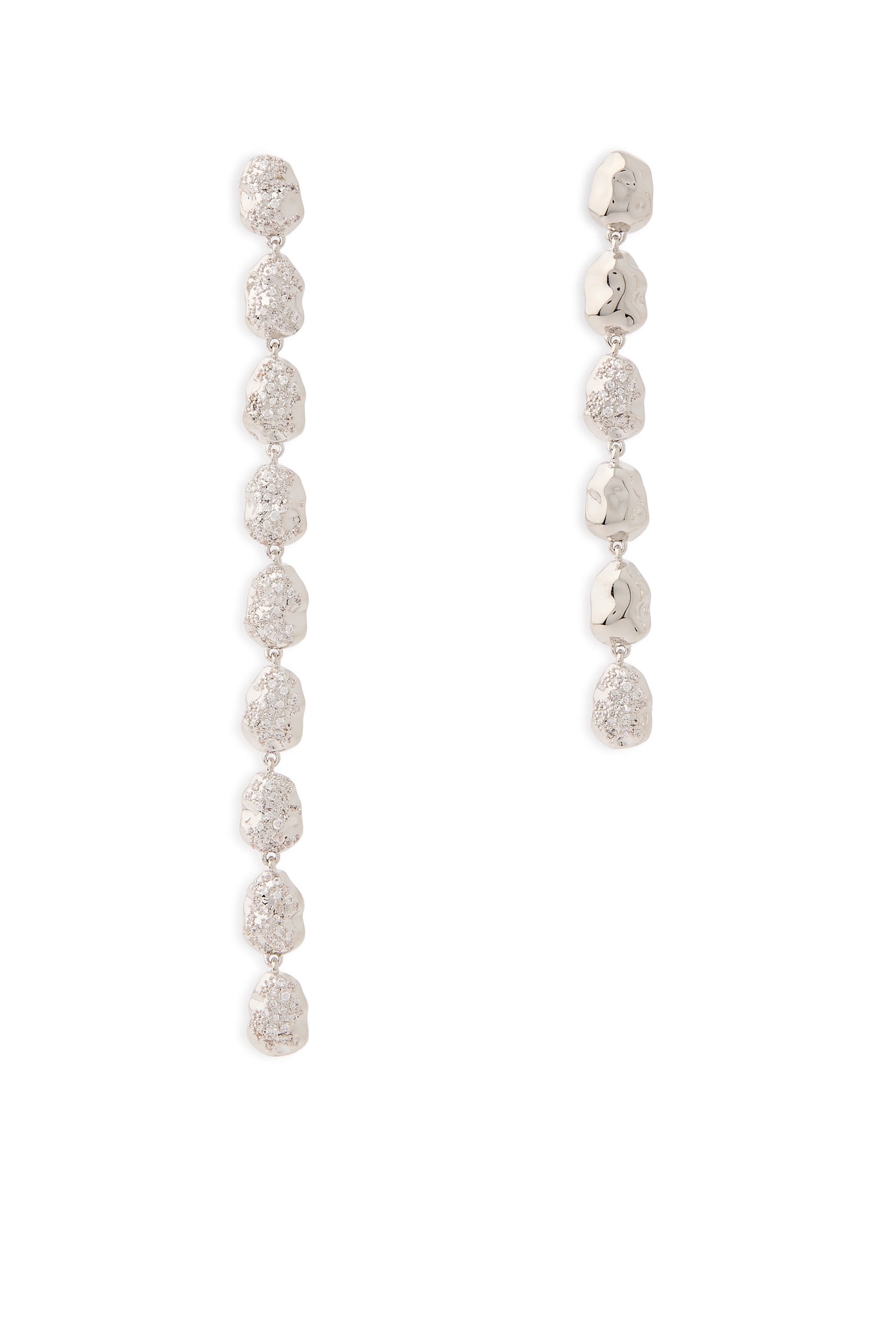 أقراط إيفا طويلة مرصعة بكريستال، فضة إسترلينية