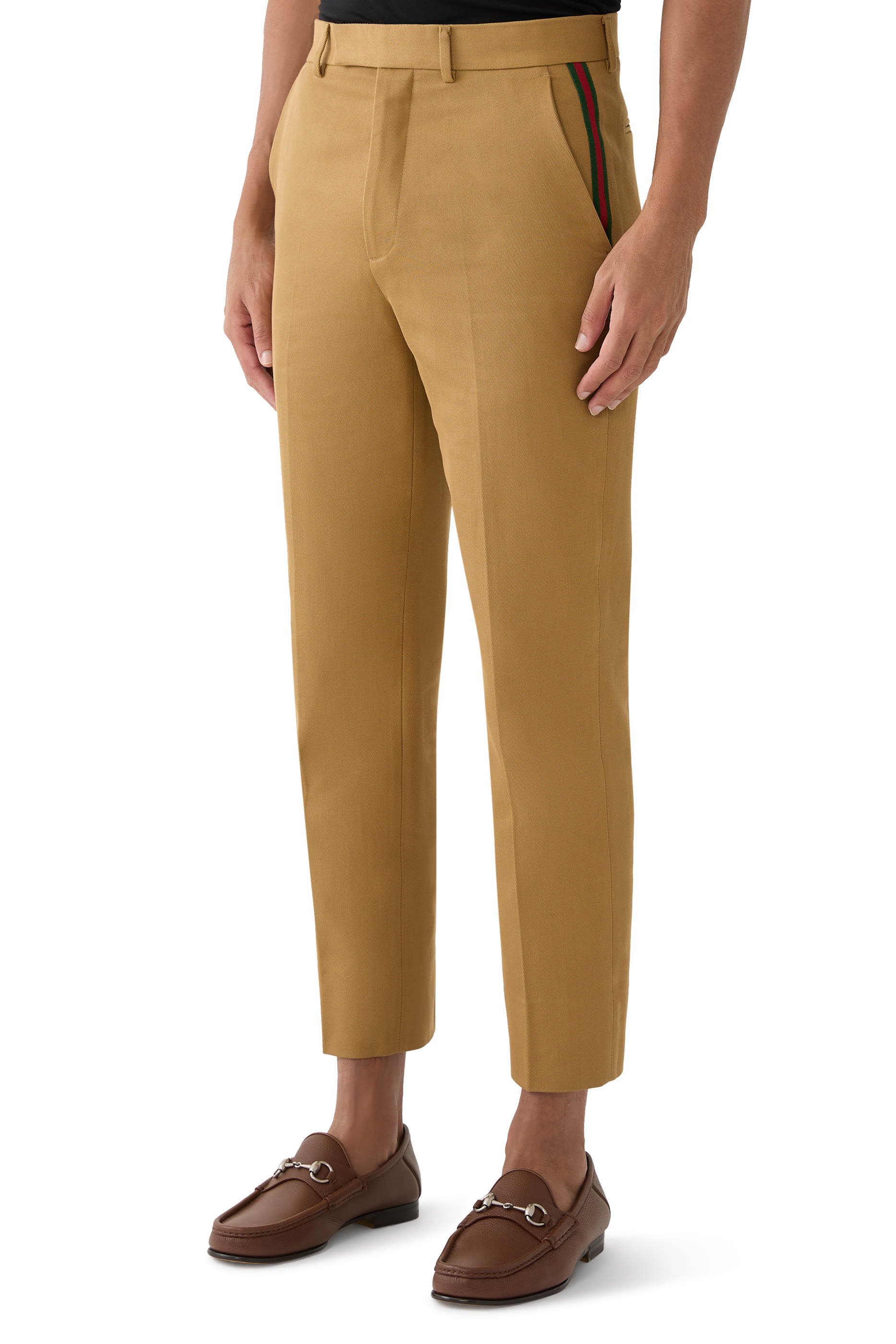 بنطال بطول الكاحل قطن بشريط ويب