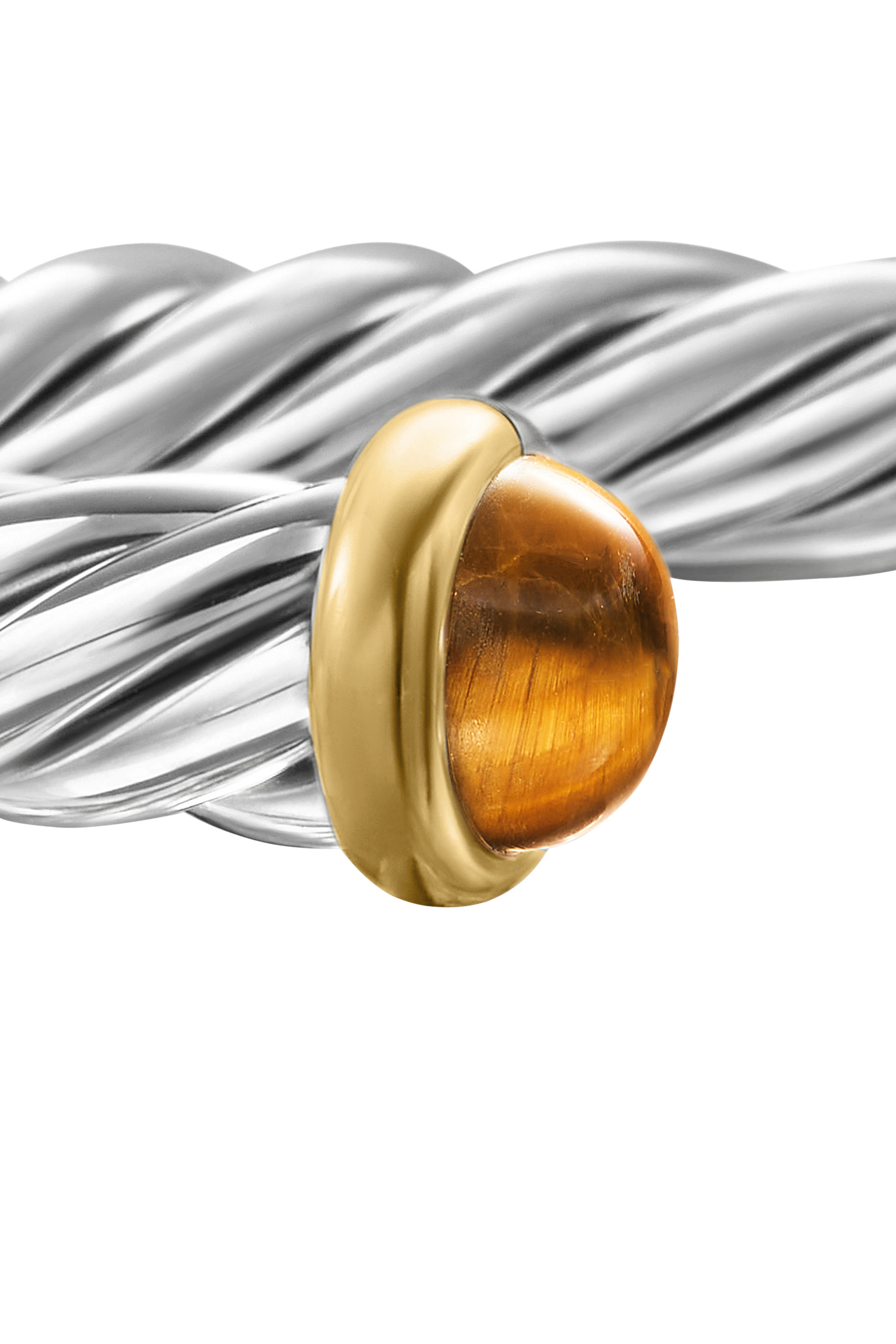 سوار مجدول مرصع بحجر عين النمر فضة إسترلينية 