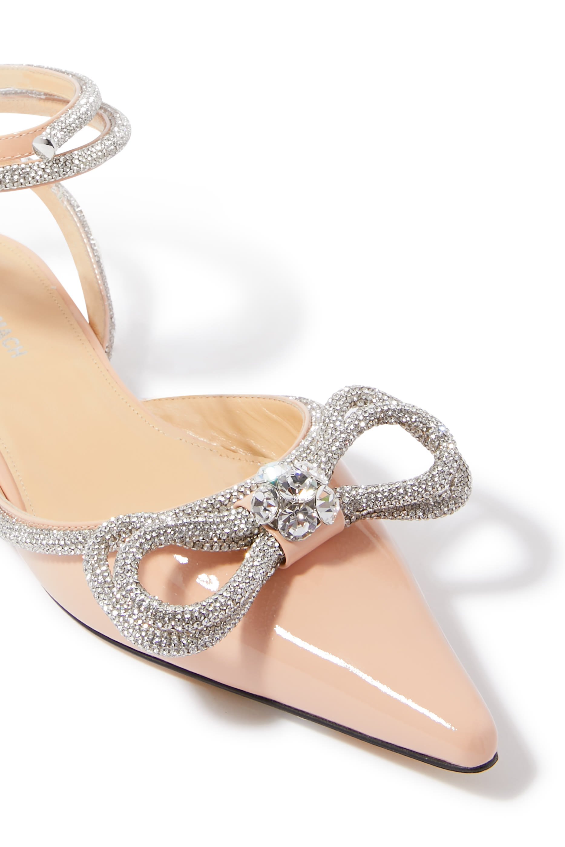 حذاء بالرينا بفيونكة مزدوجة وكعب مسطح جلد