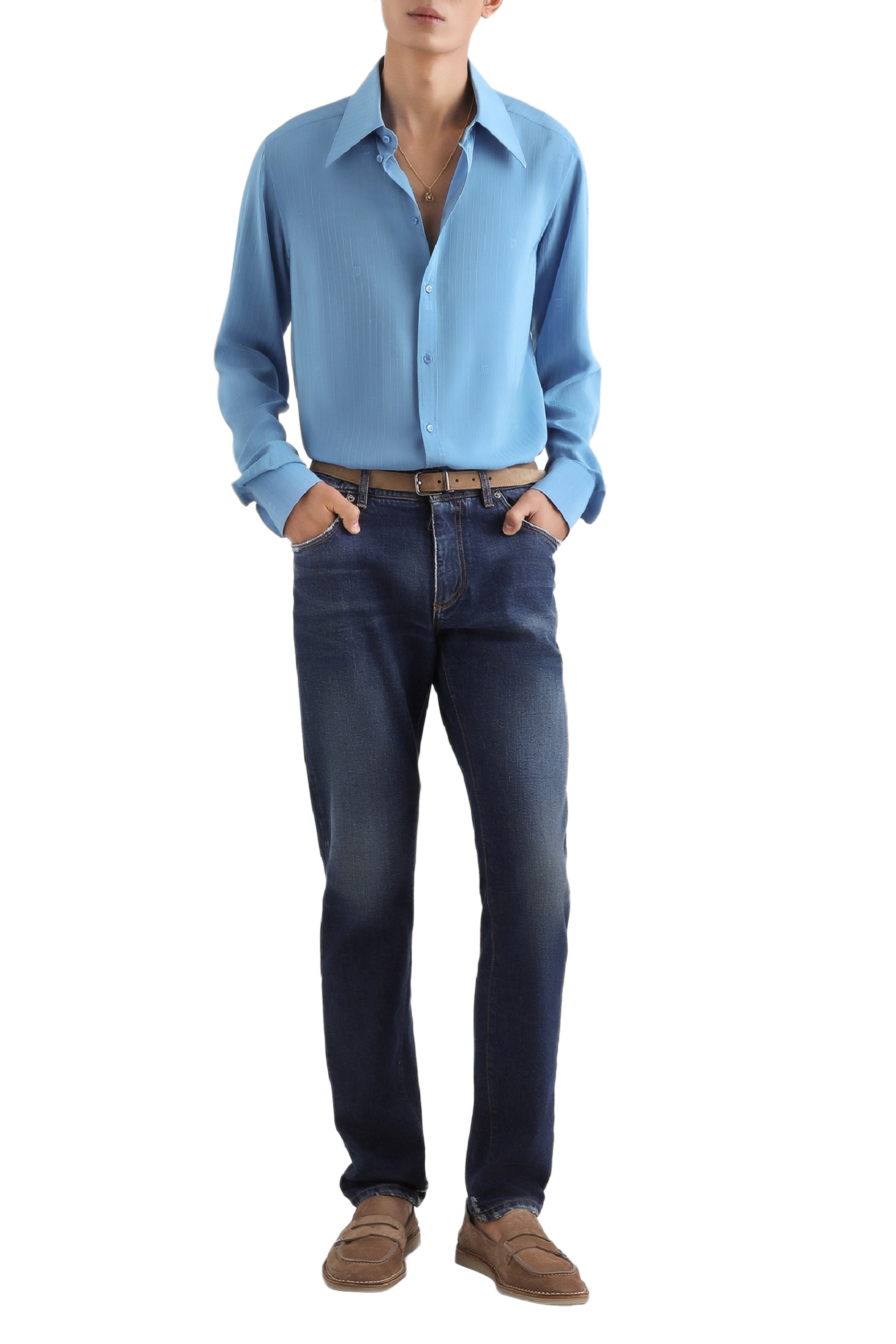 بنطال بشعار الماركة دنيم