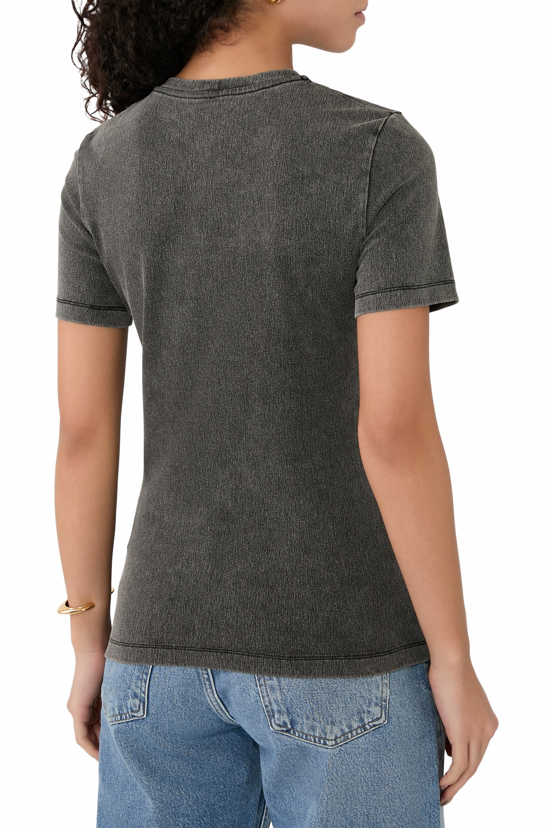 تيشيرت بقصة ضيقة دنيم مطاطي