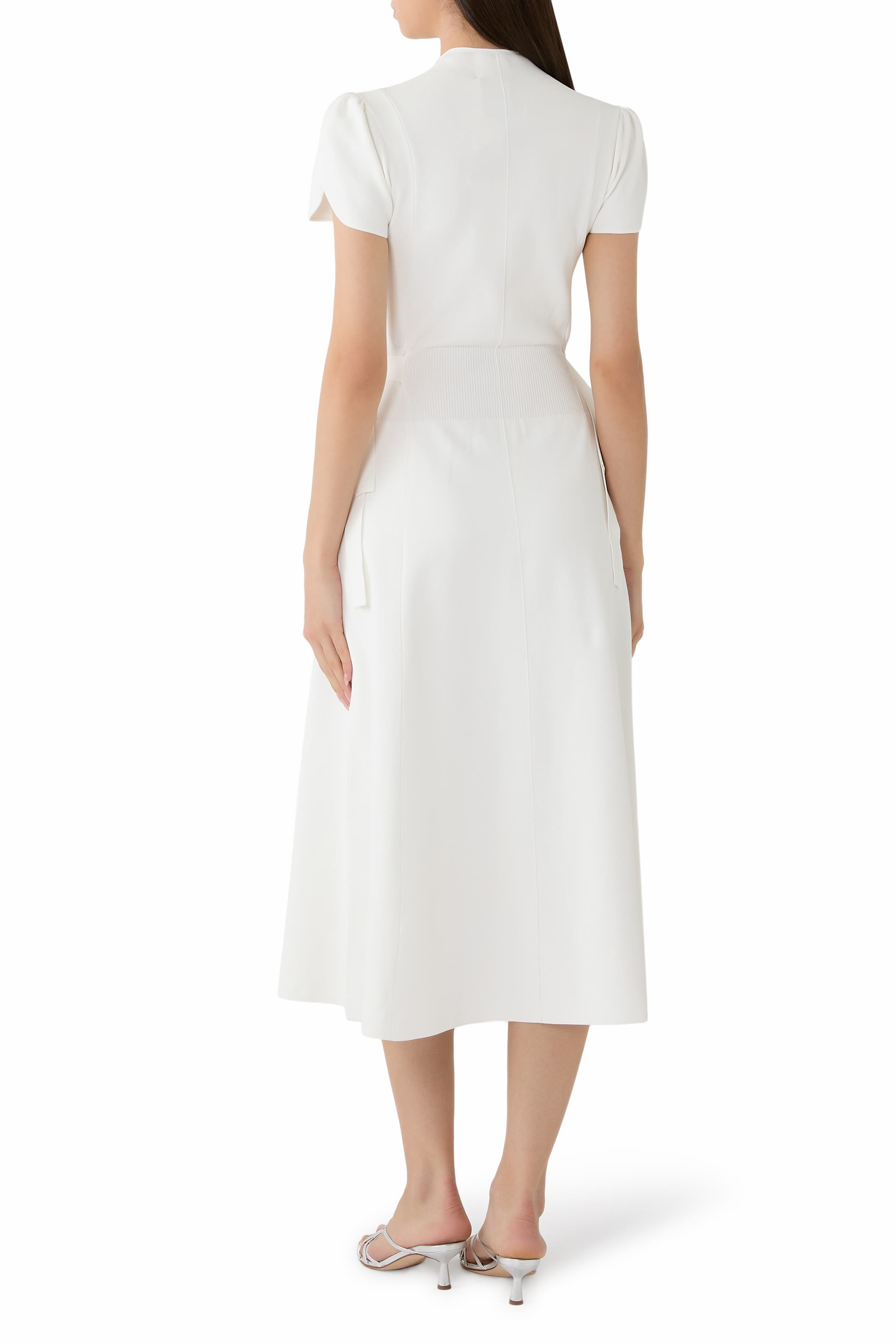 فستان بأكمام بتصميم زهرة توليب قماش مضلع متين