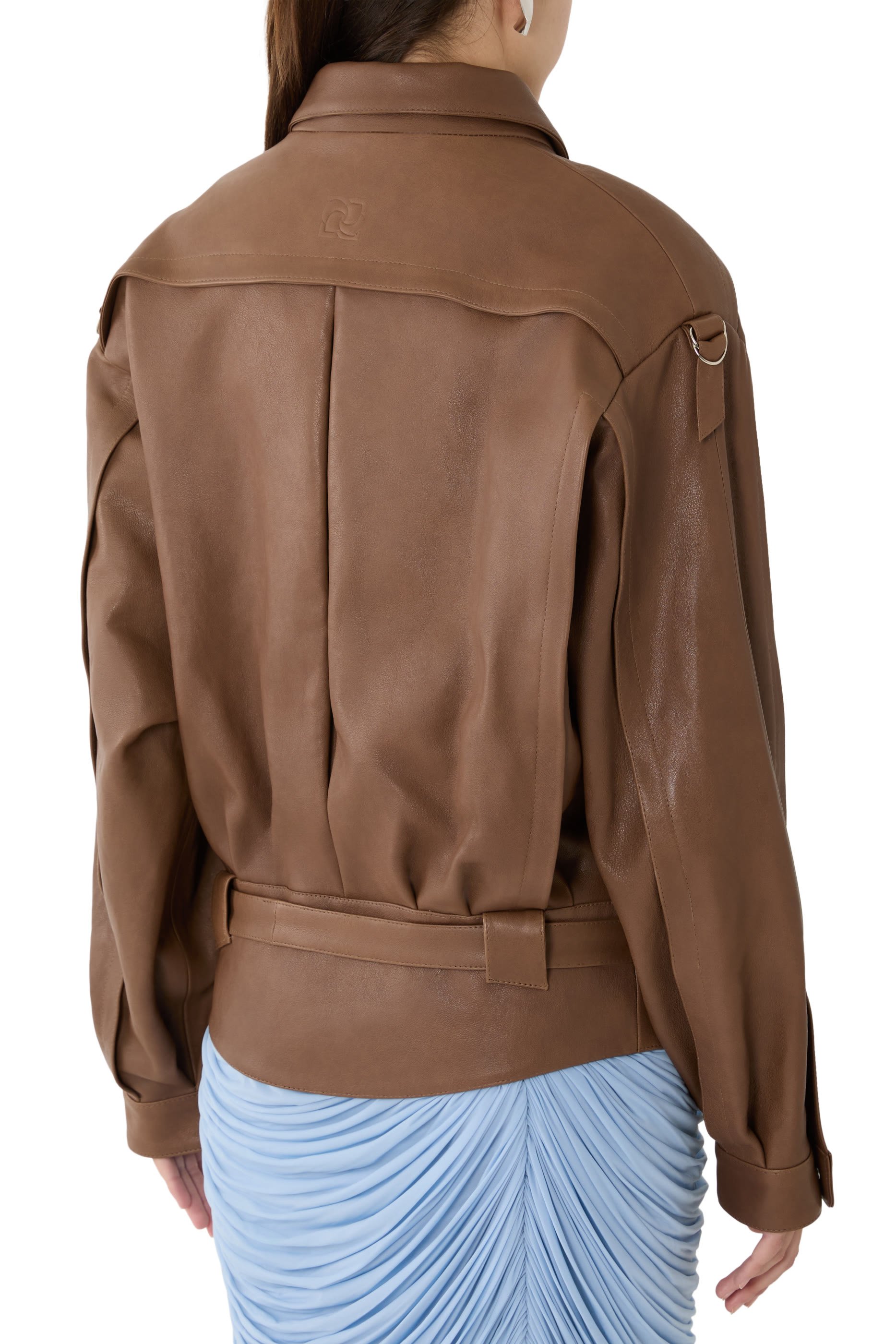 جاكيت بقصة فضفاضة جلد