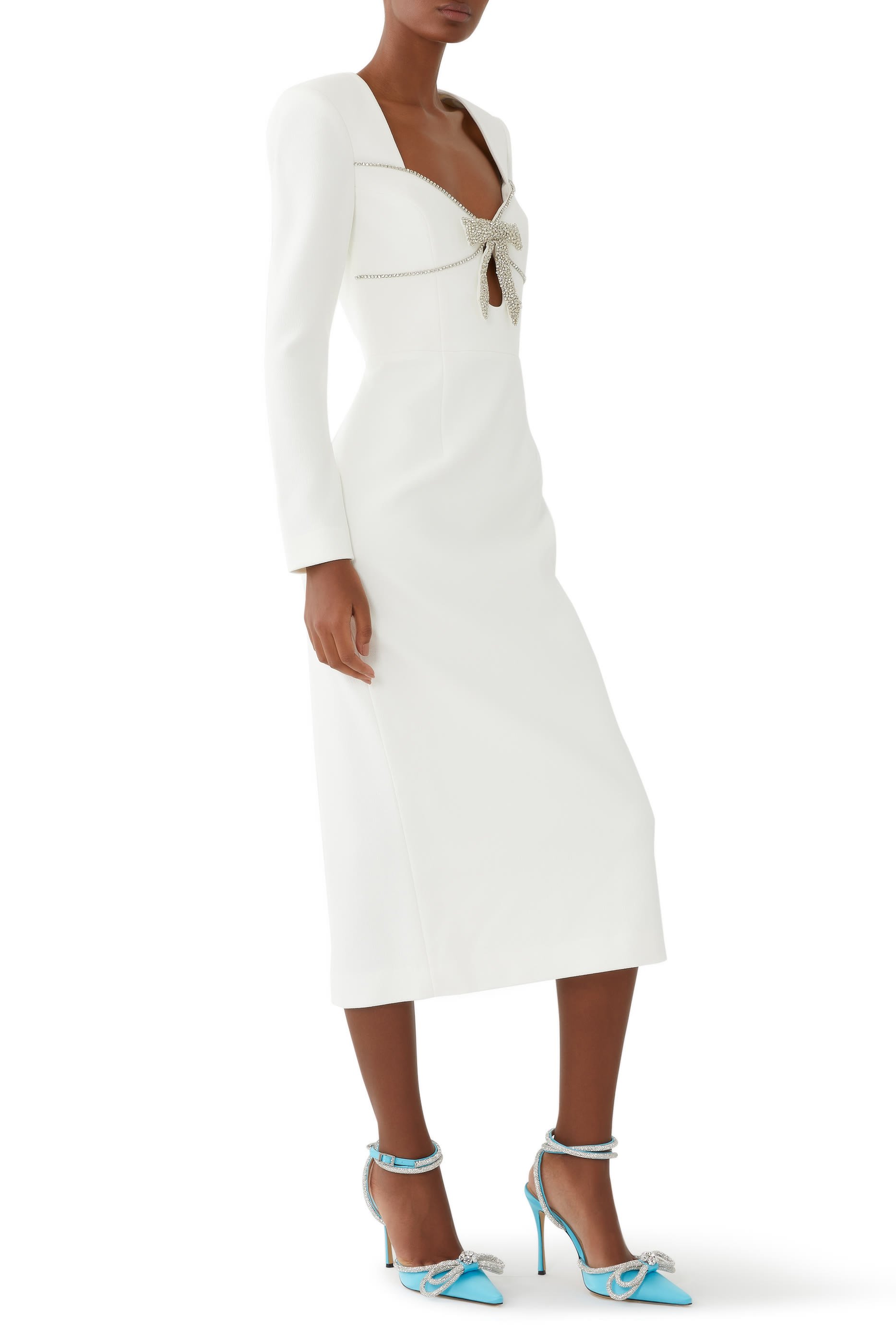 حذاء ساتان بكعب بطول 110 مم بربطة فيونكة مزدوجة