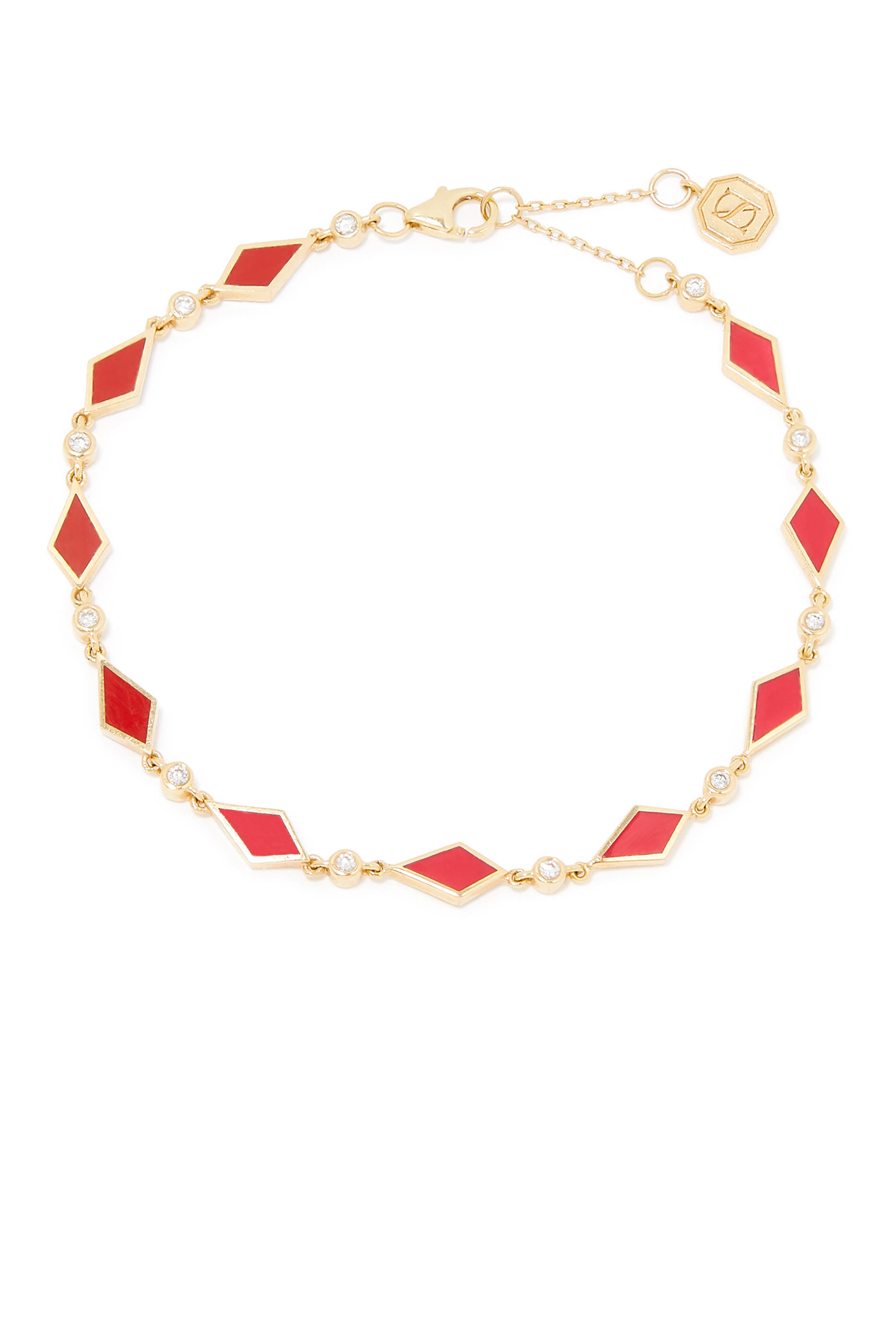 سوار موزاييك مرصع بالماس ذهب أصفر عيار 18