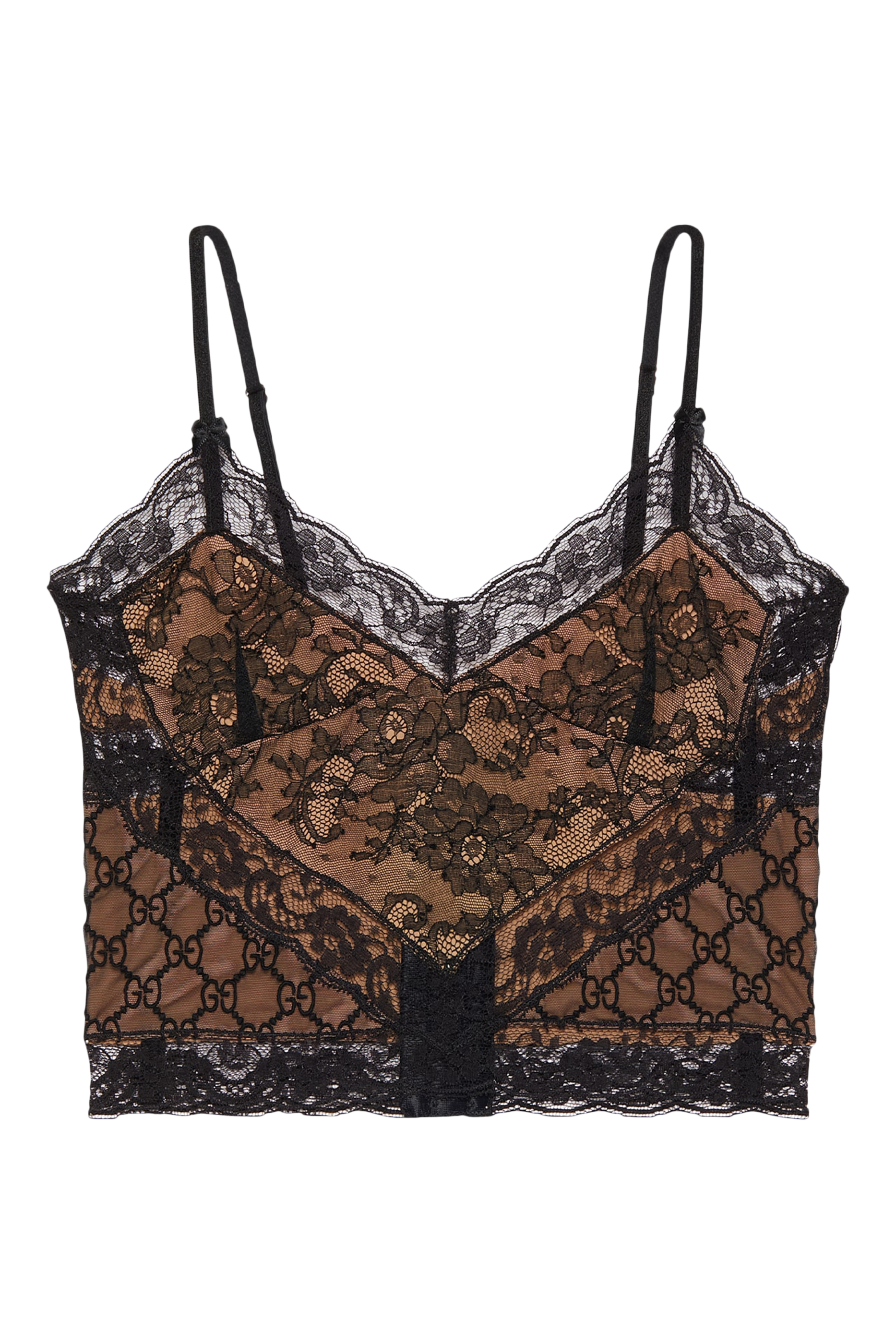 بلوزة دانتيل بنقشة حرفي شعار الماركة