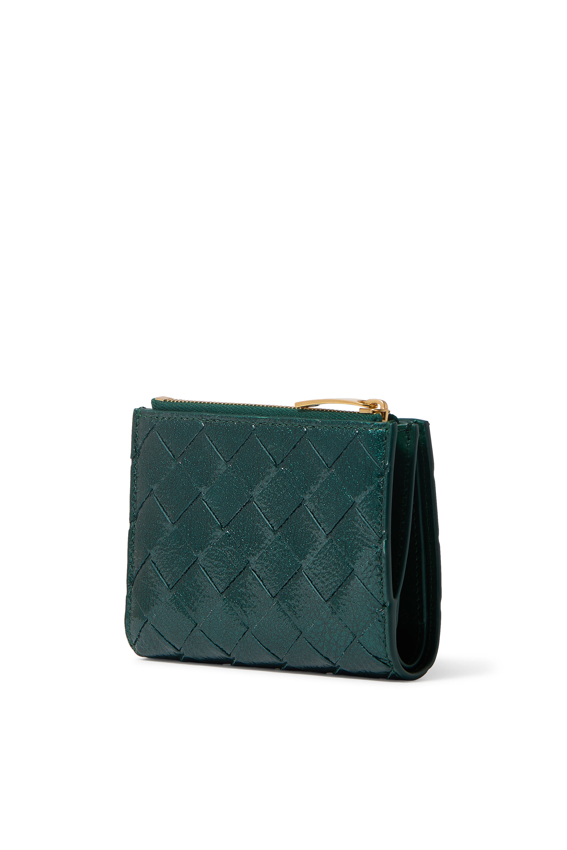 محفظة ثنائية الطي صغيرة بالتصميم المجدول