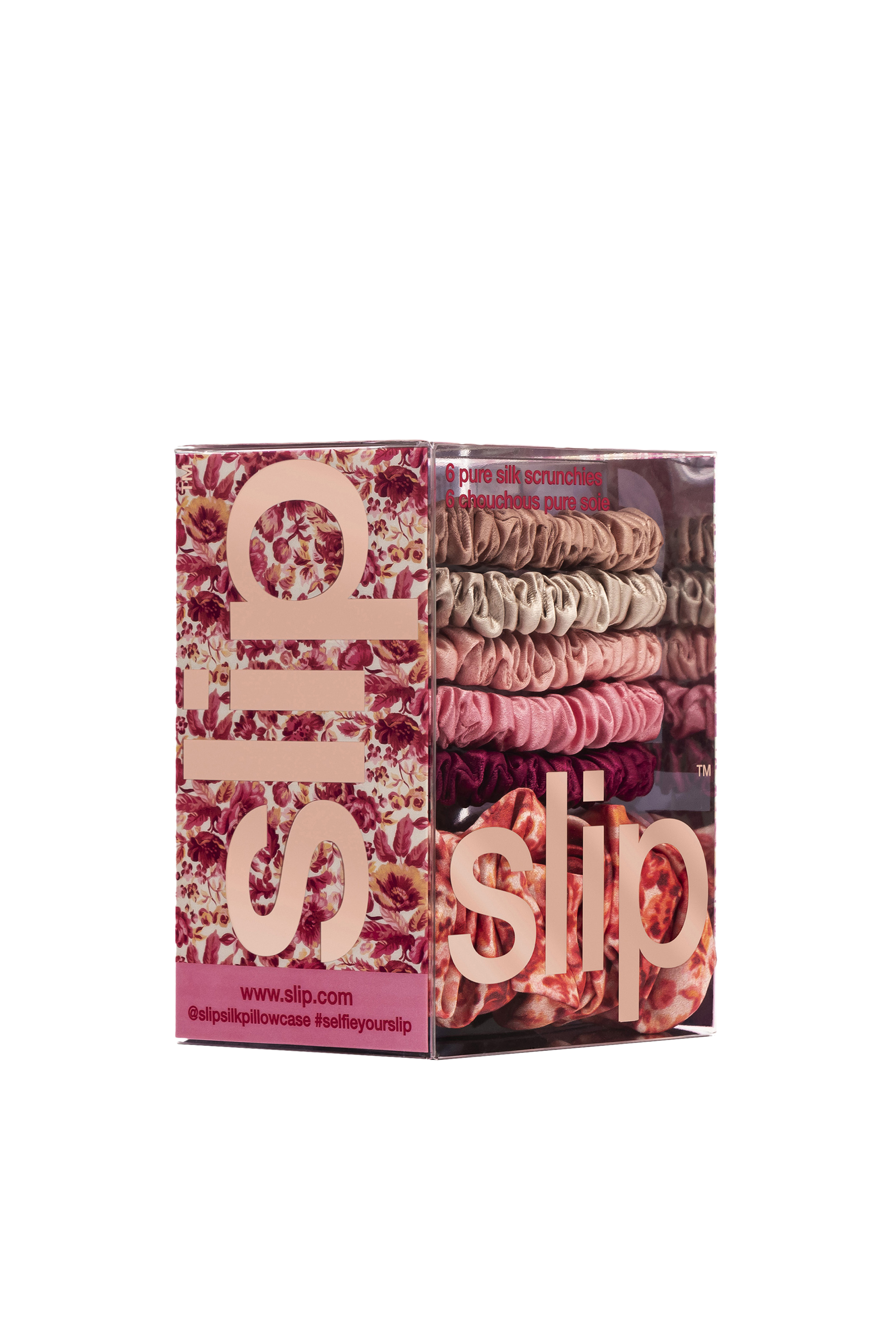 مجموعة ربطات شعر سكرانشي فلورا حرير خالص، 6 قطع
