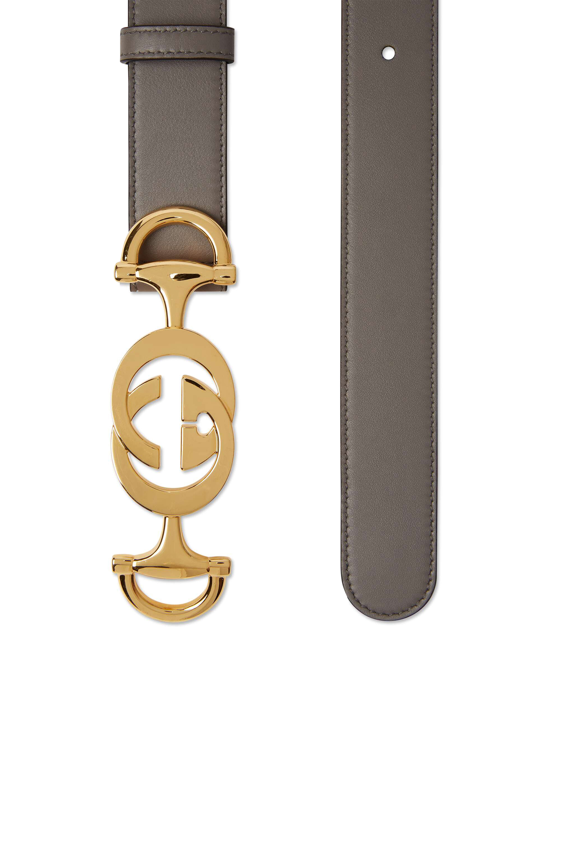 حزام جلد بإبزيم على شكل لجام الحصان