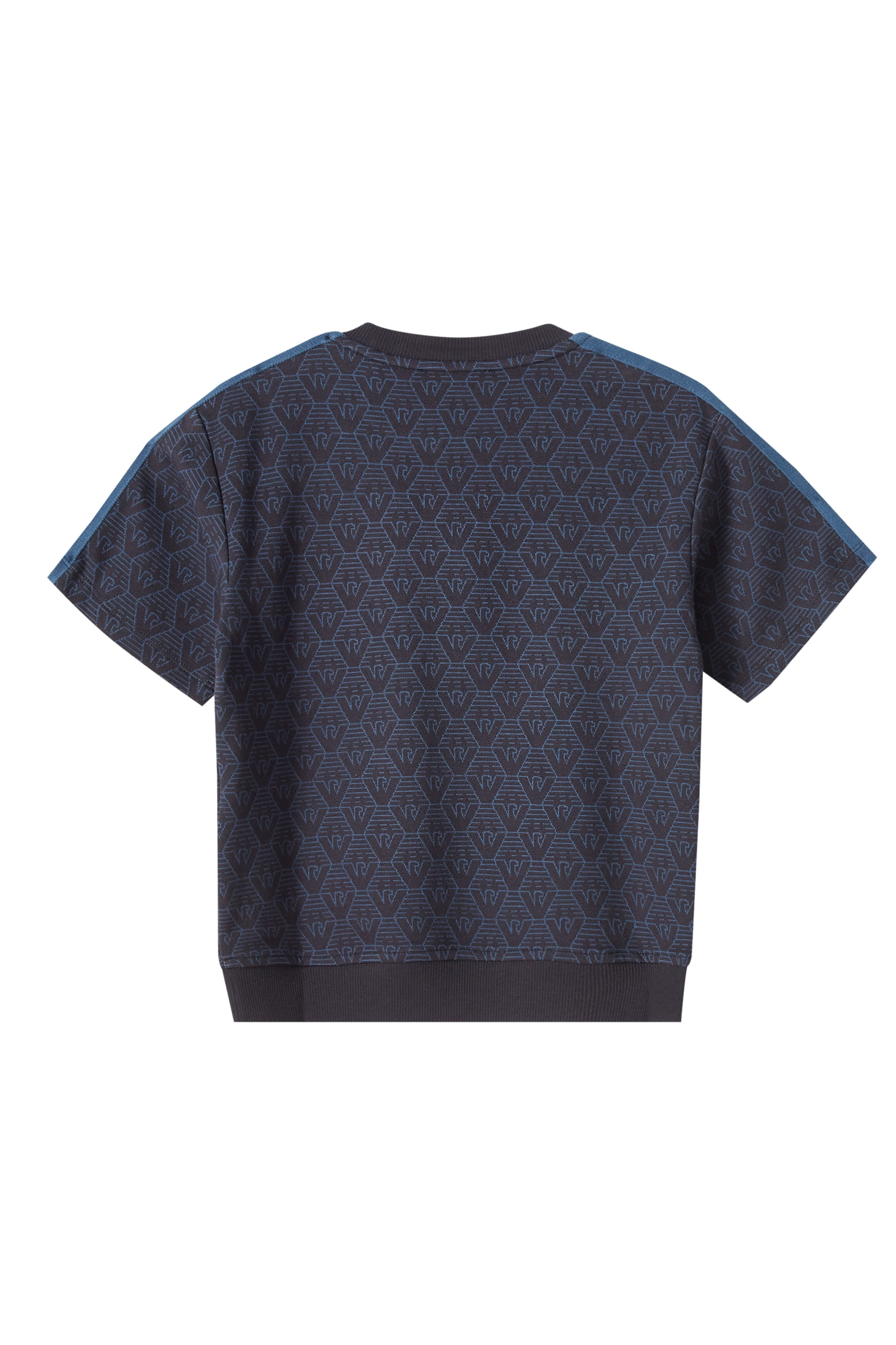 تيشيرت بنقشة شعار الماركة بالكامل جرسيه جاكار للأطفال