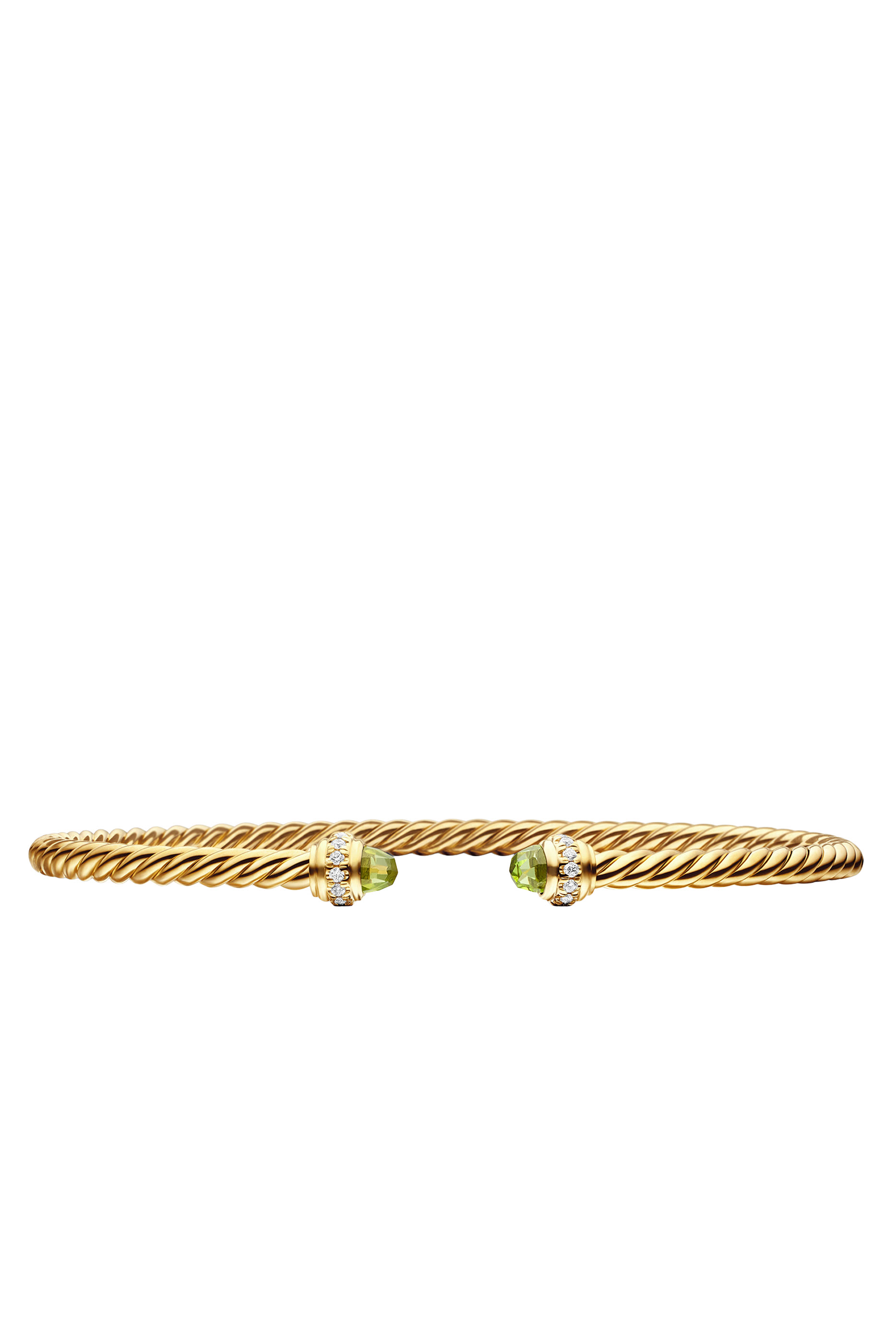 Classic Cablespira&reg; Bracelet, 18K Yellow Gold, Peridot & Diamonds