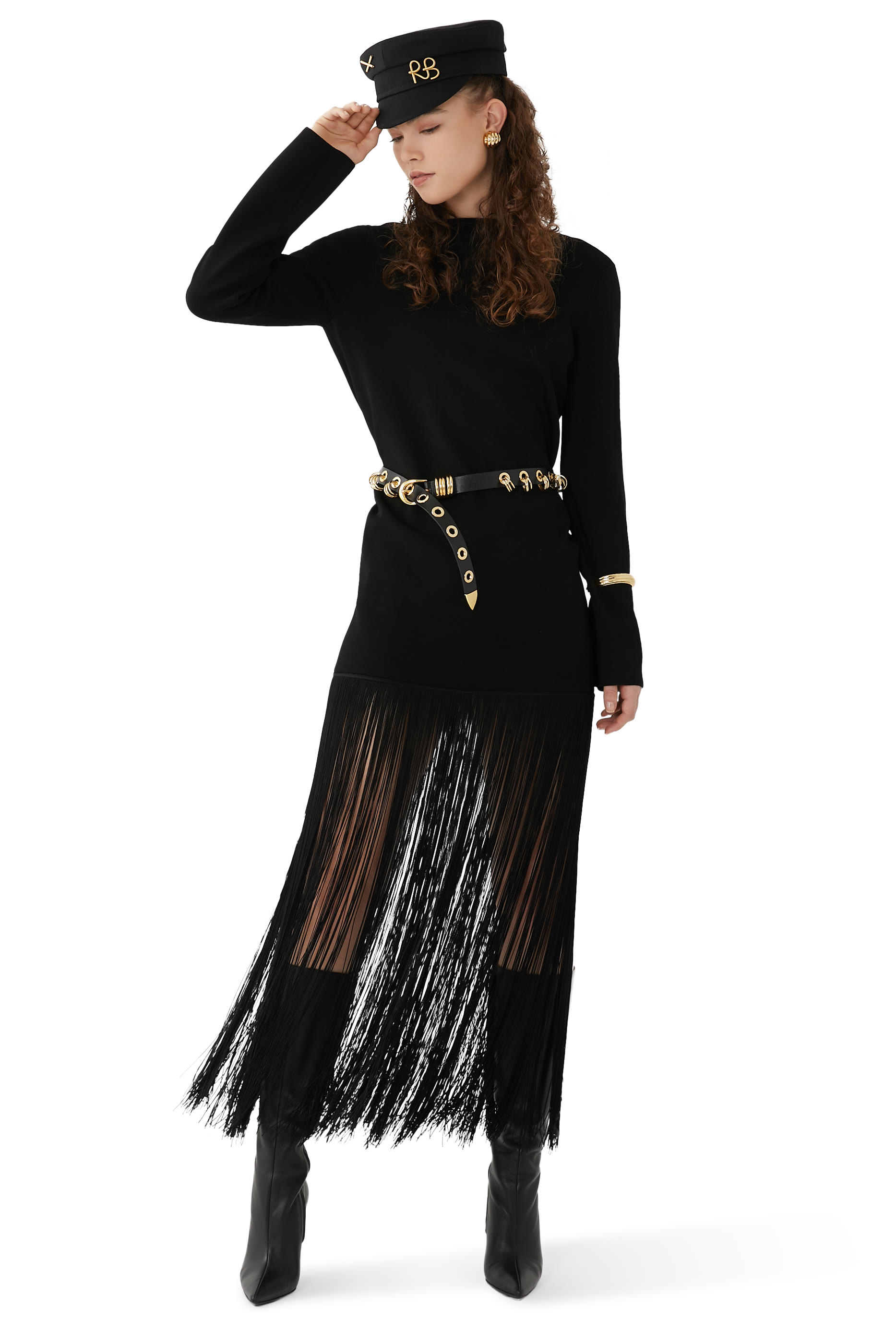 قبعة بايكر بوي مزينة بحرفي شعار الماركة قطن