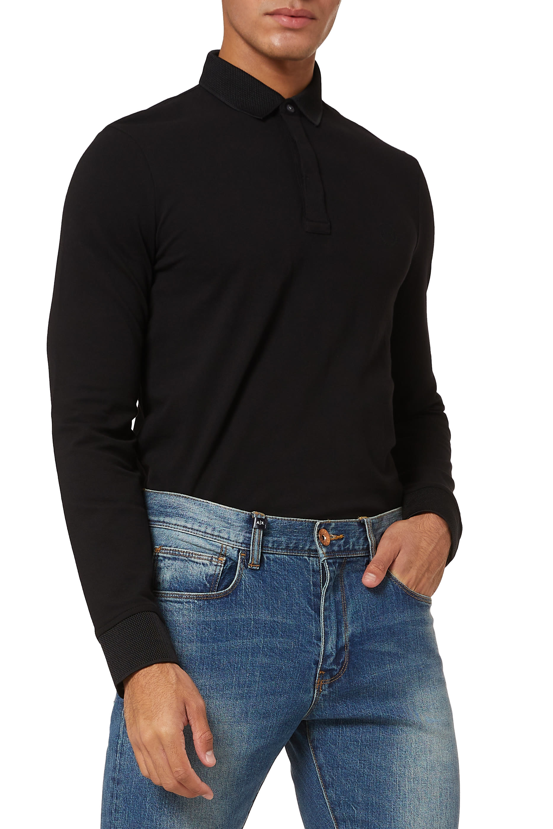 تي شيرت بولو قطن مطاطي بشعار الماركة بتصميم دائري