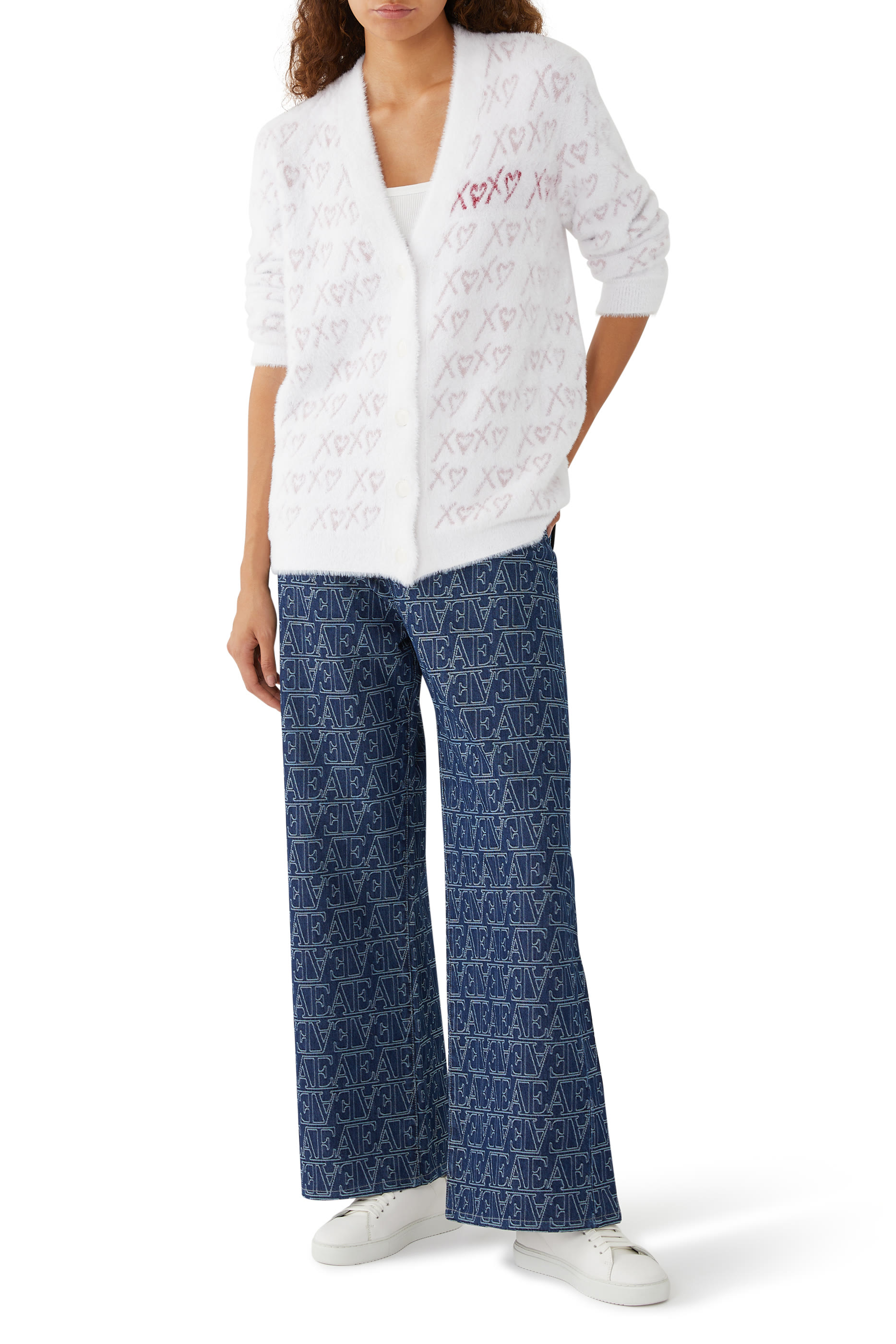 كارديجان منسوج بنقشة قلب