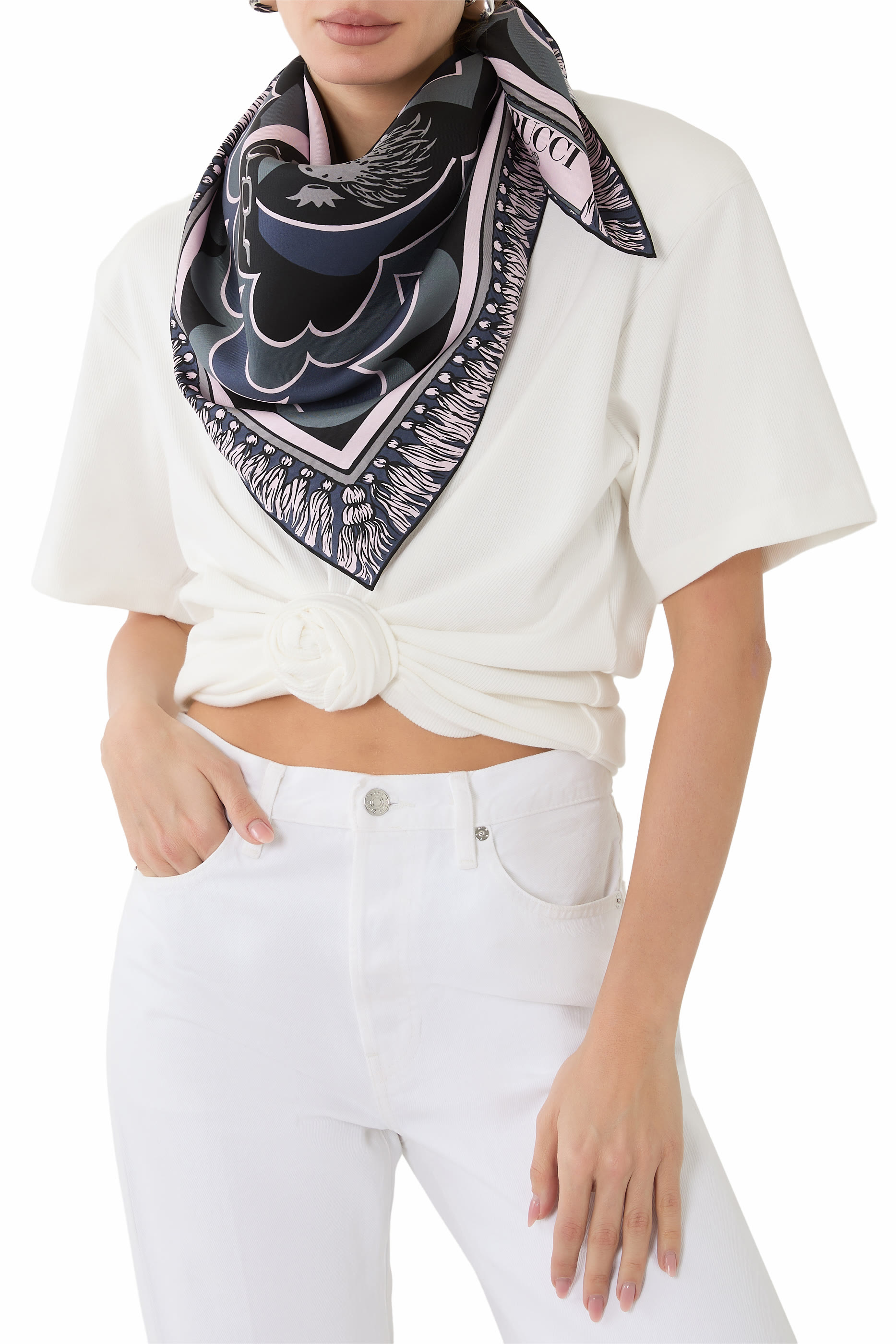 وشاج مربع بطبعة إستريتشي حرير