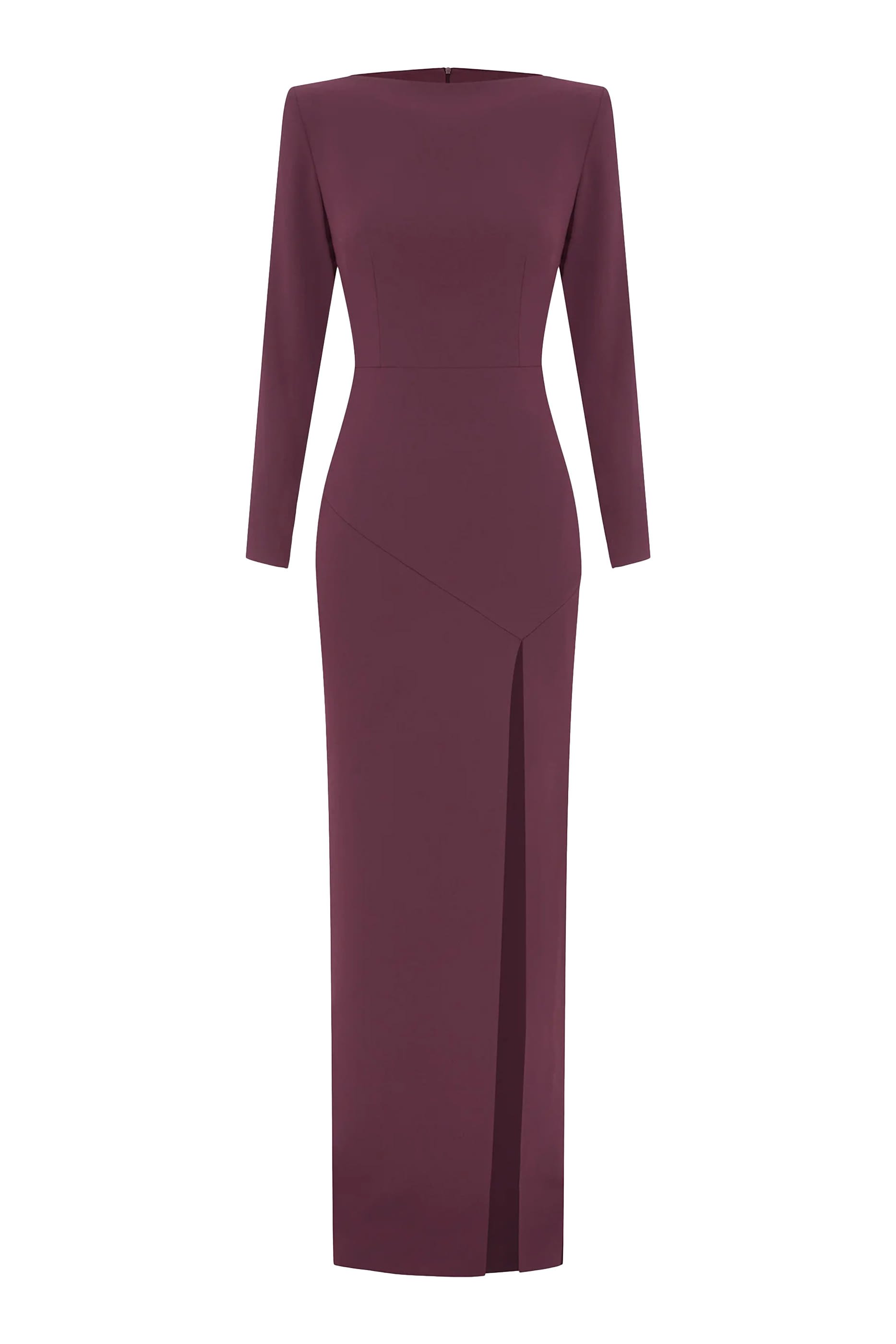 فستان سهرة بقصة مستقيمة بأكمام طويلة