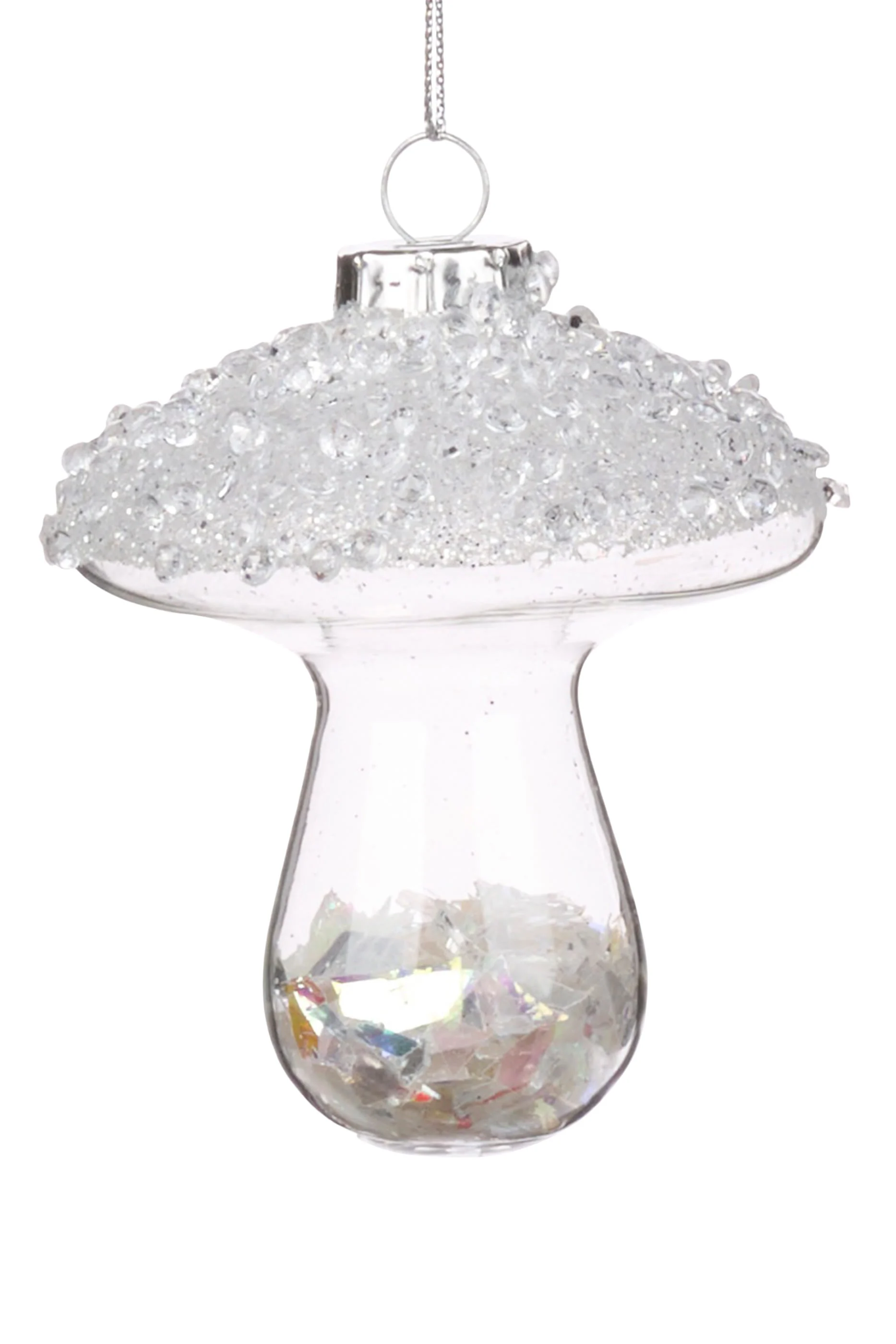 قطعة ديكور بتصميم فطر زجاجي مزين بخرز