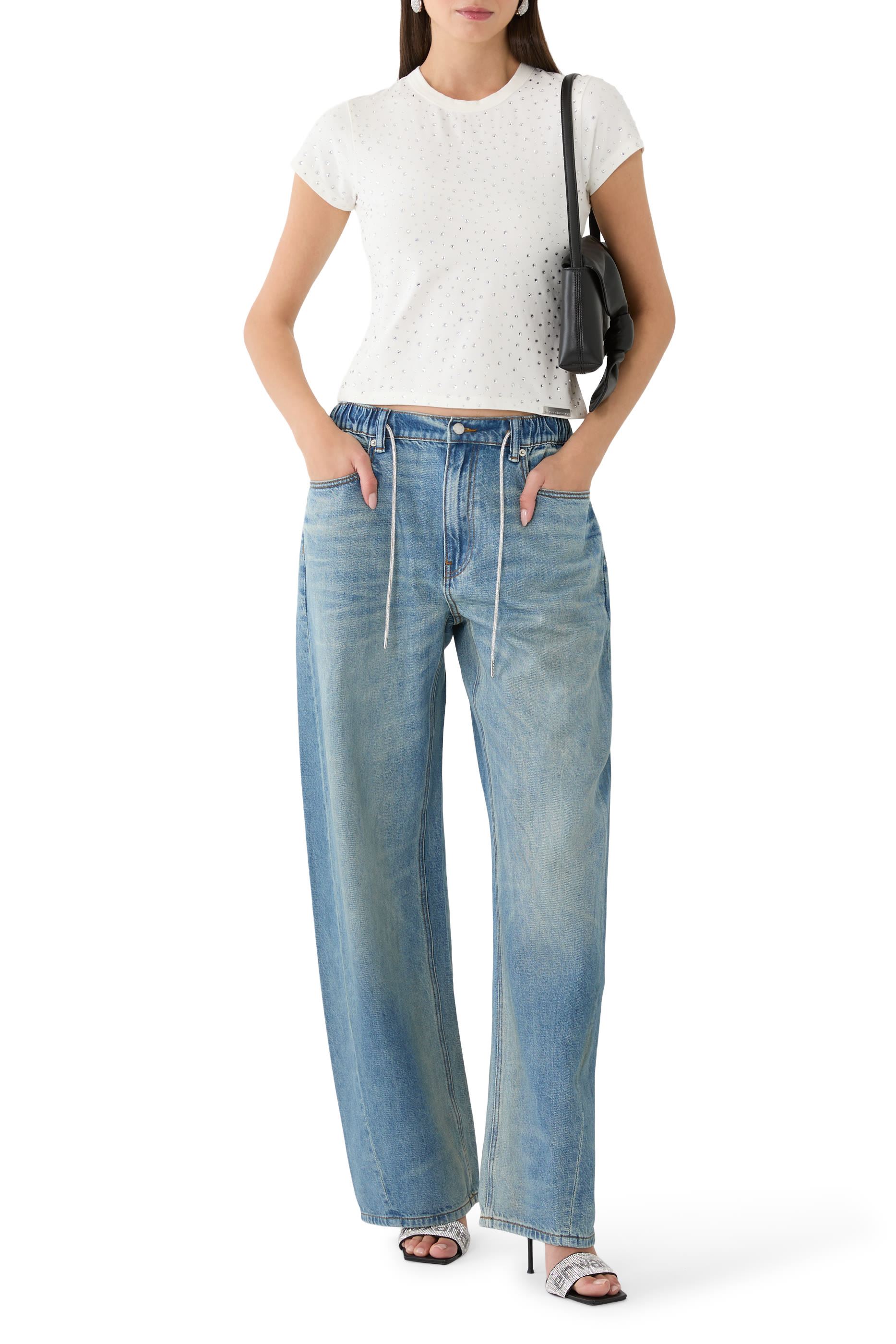 تيشيرت قصير بطبعة غرافيكية مثبتة حراريا