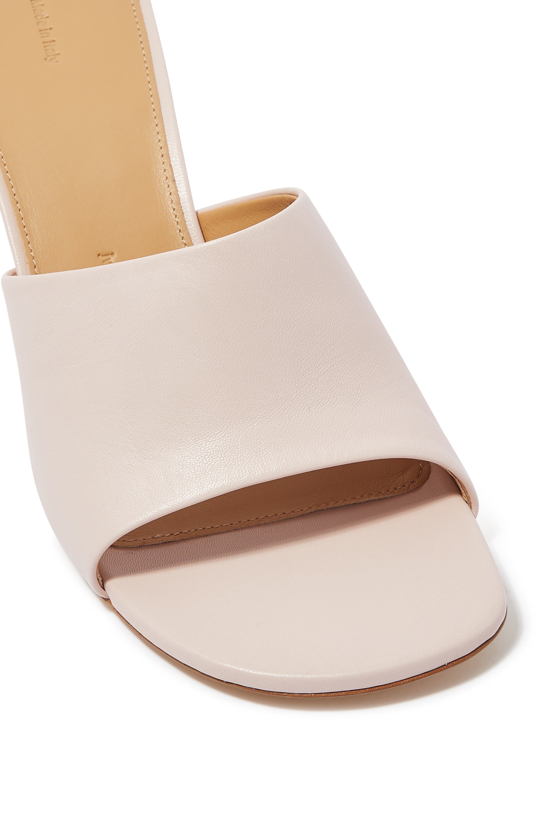 حذاء مفتوح من الخلف 80 جلد بكعب بتصميم حلقة سلسلة