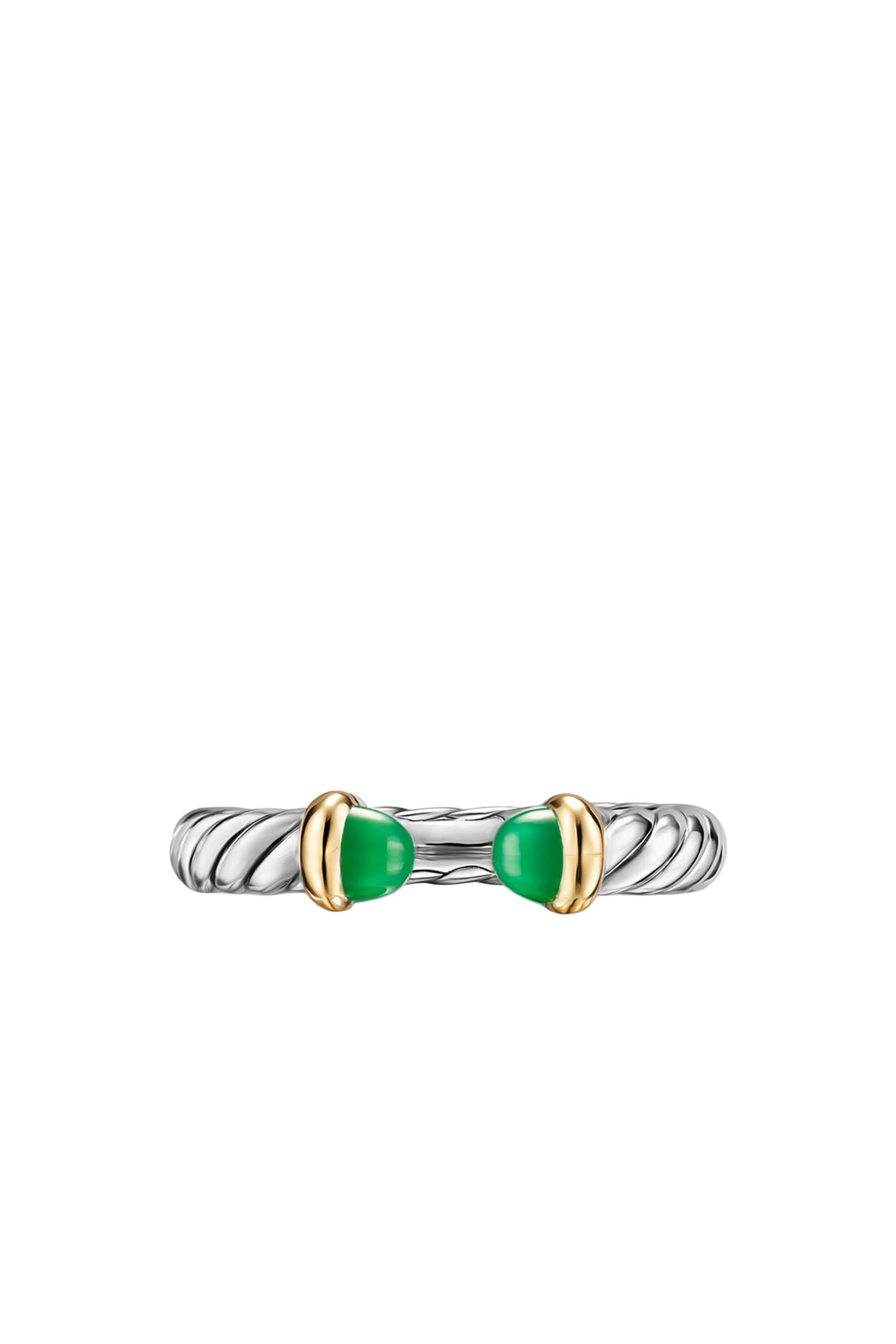 خاتم صغير مفتوح بتصميم مجدول مرصع بعقيق، ذهب أصفر عيار 14 وفضة إسترلينية