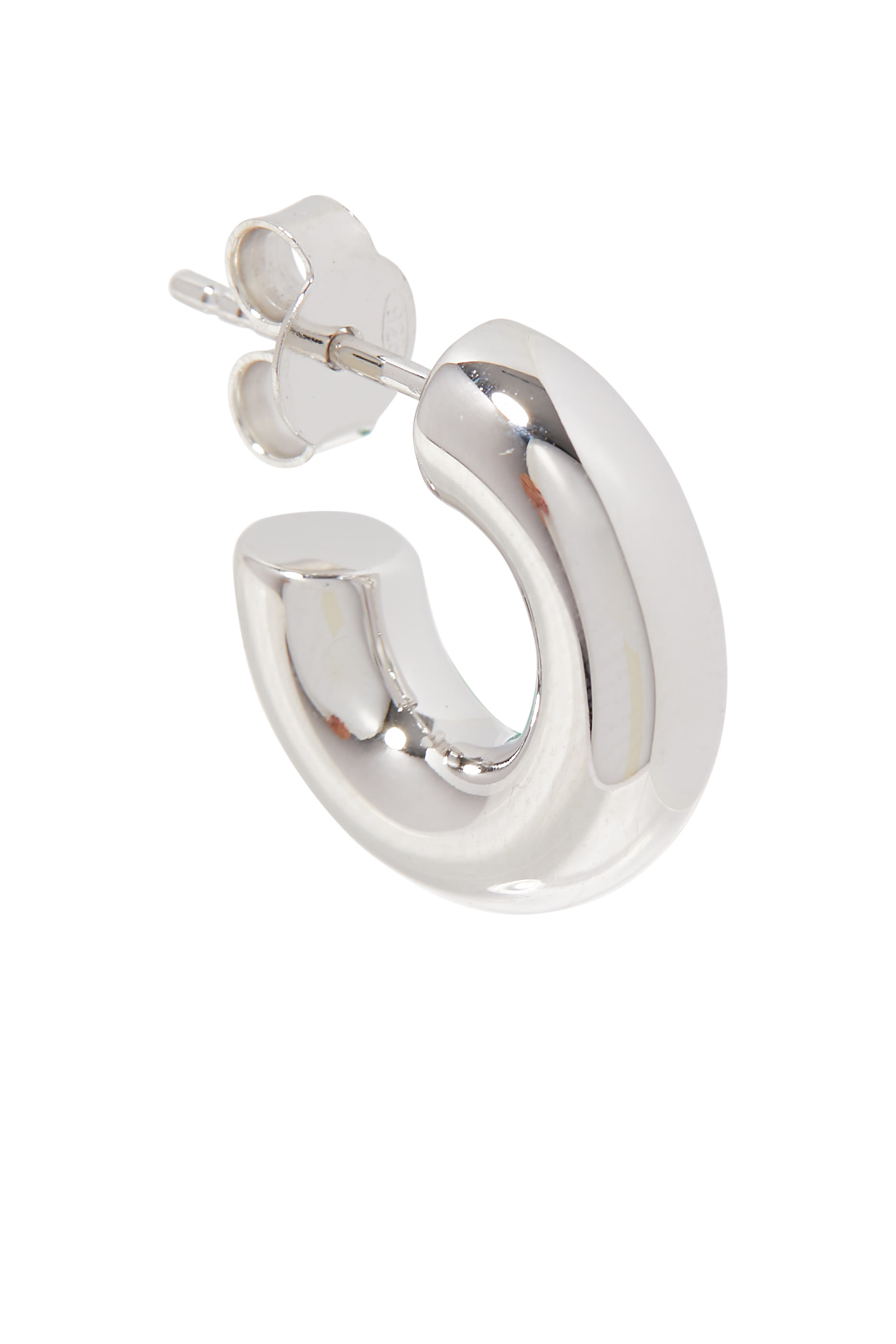 أقراط دائرية صغيرة بتصميم سميك فضة استرلينية معاد تدويرها مطلية بالروديوم