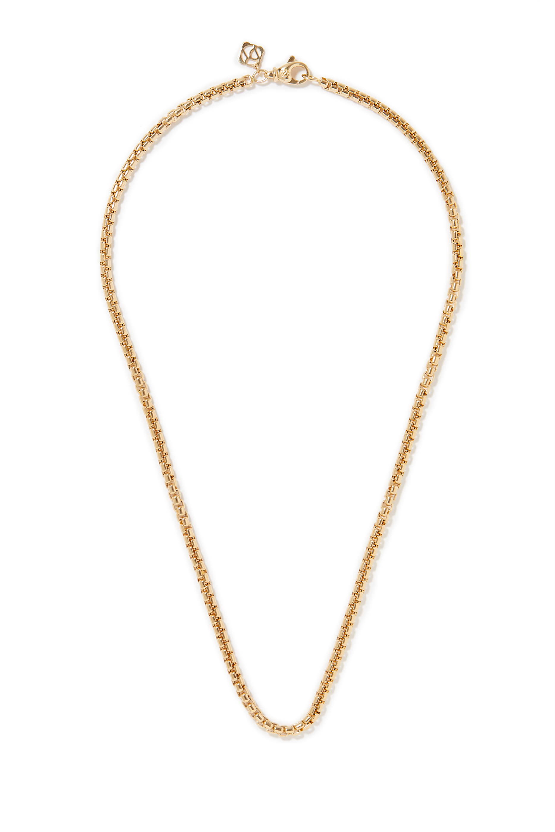 قلادة سلسلة بحلقات مربعة 18 بوصة ذهب أصفر عيار 18