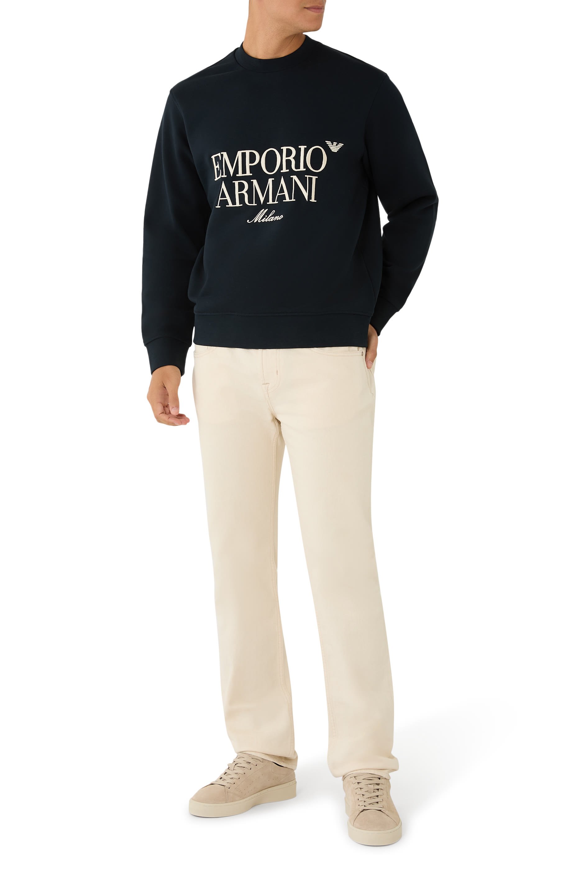 سويت شيرت بتطريز شعار الماركة جيرسيه فرينش تيري